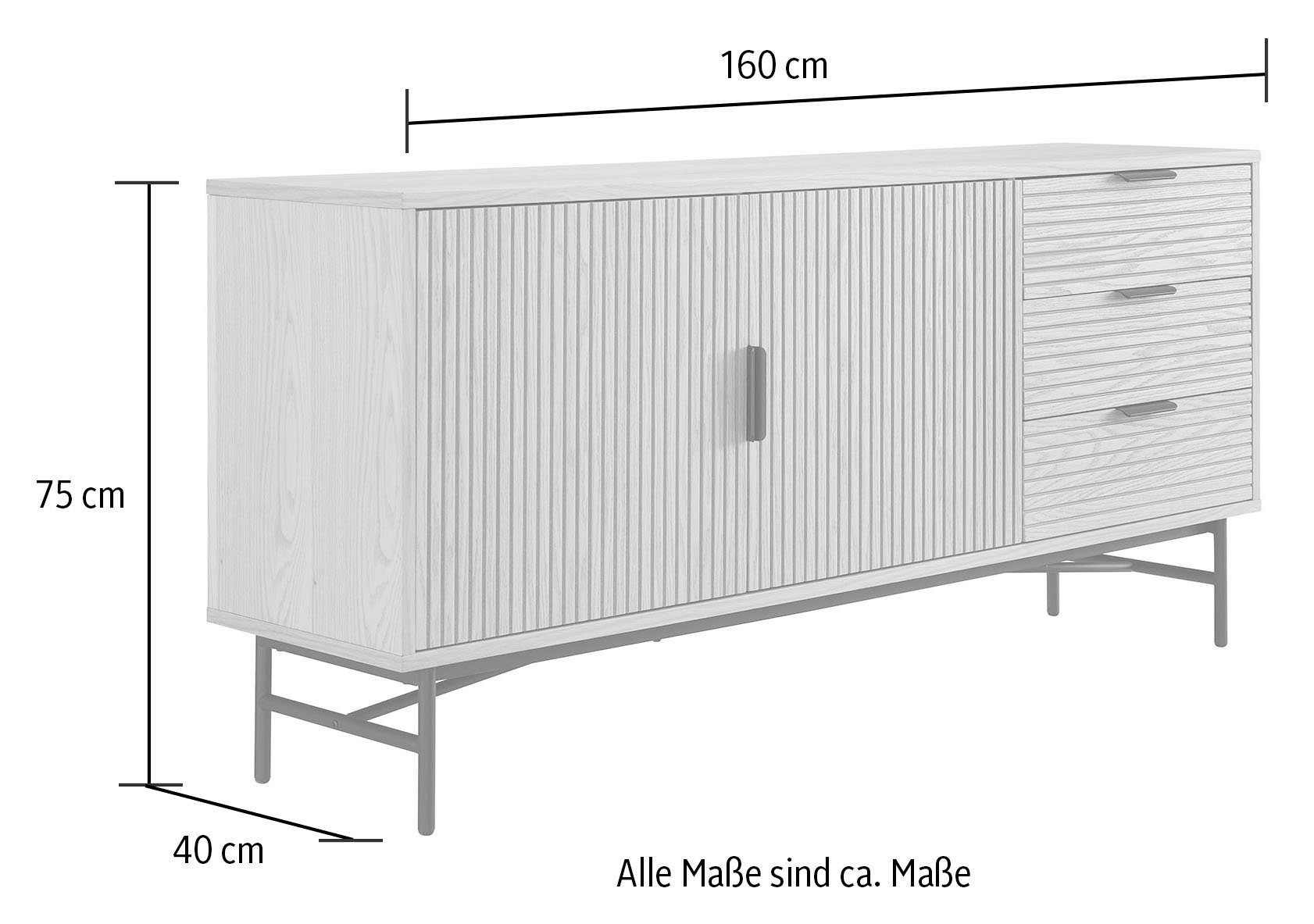 SalesFever Dressoir Commode, eikenhoutfineer, breedte 160 cm