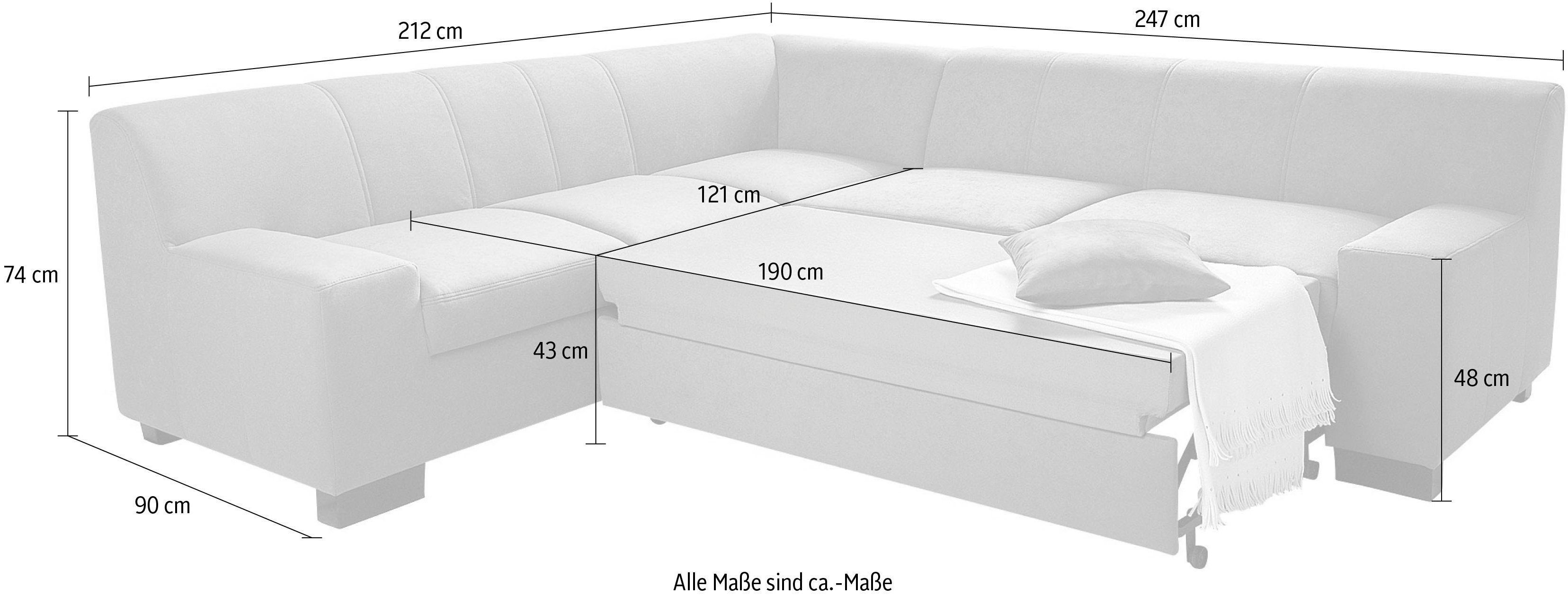 DOMO collection Hoekbank Norma, moderne armleuningen, tijdloos en elegant, L-vorm