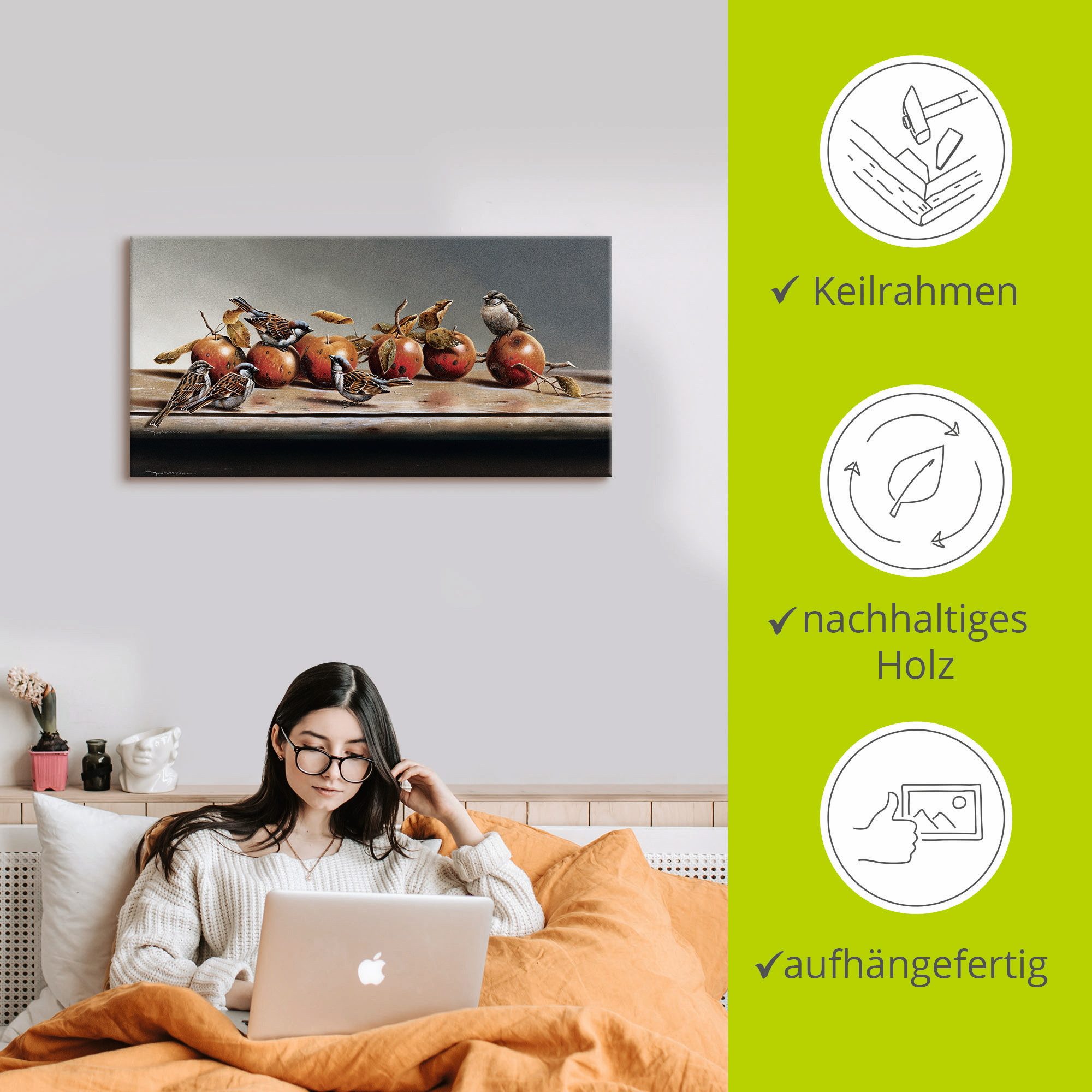 Artland Artprint op linnen Huis mussen II gespannen op een spieraam