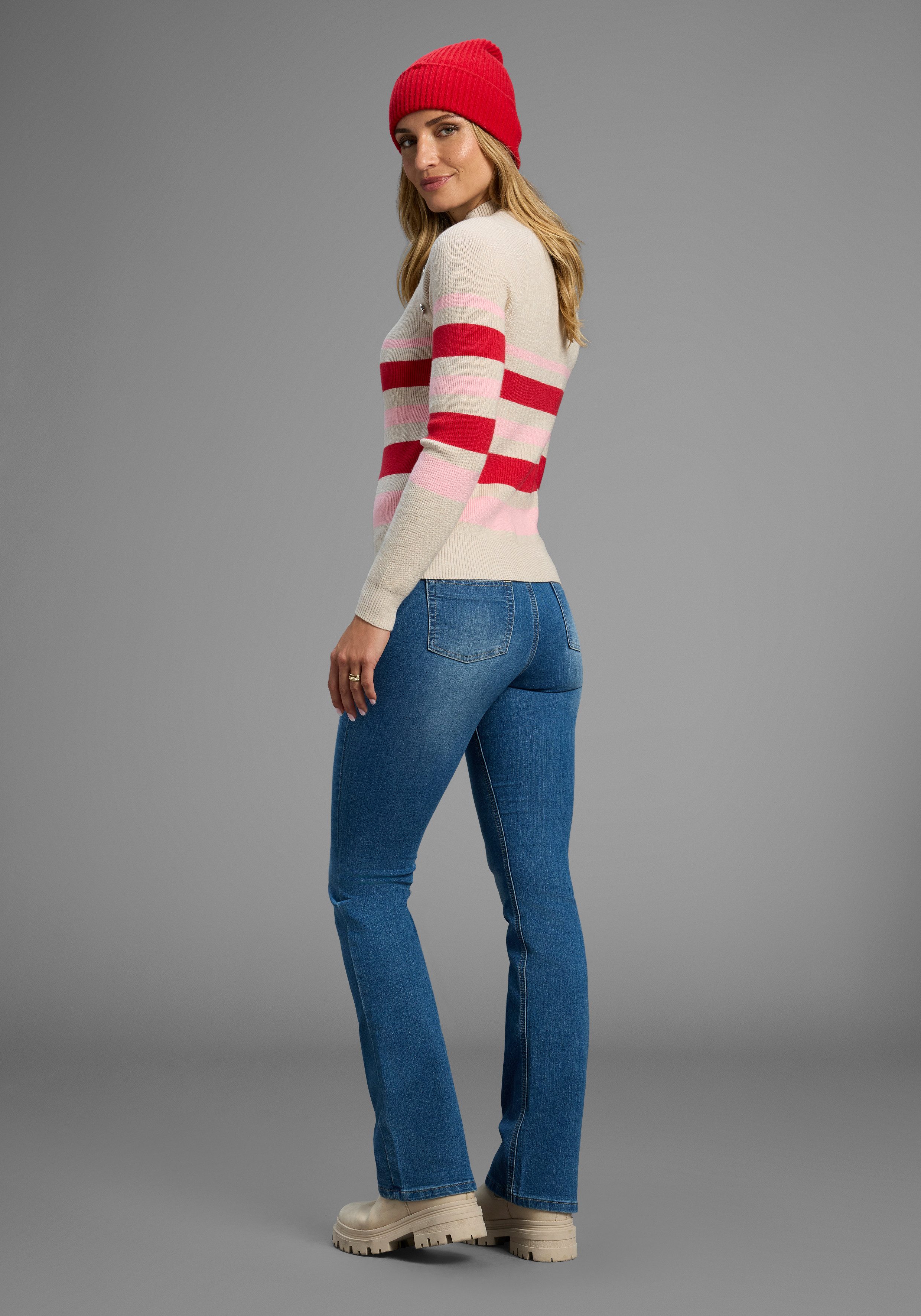 Arizona Bootcut jeans Shaping elastische pasvorm, bootcut-pasvorm, used-wassing, hoge taille
