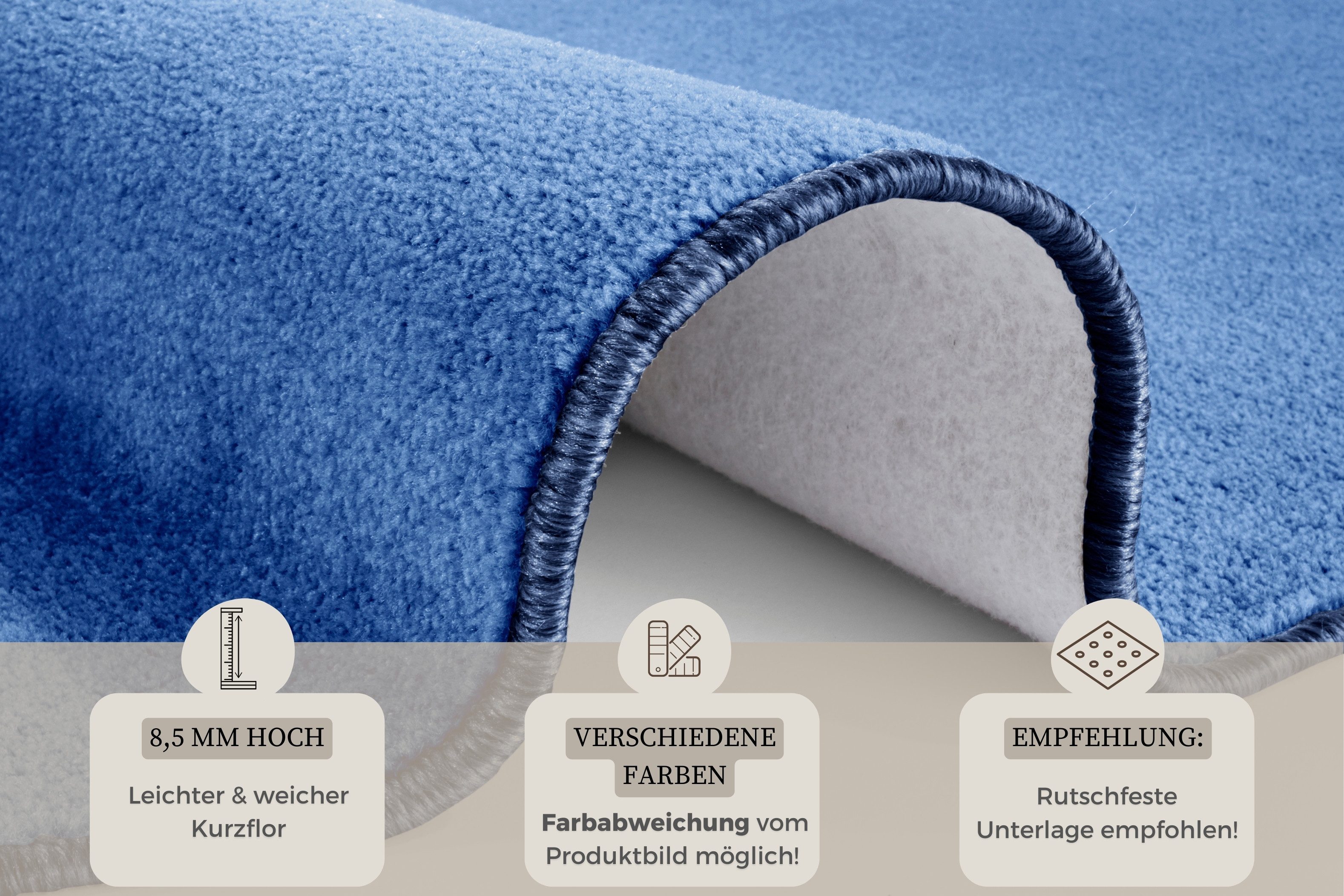 HANSE Home Vloerkleed Shashi Korte pool, unikleur, vloerkleed, zacht, eetkamer, kinderkamer, hal