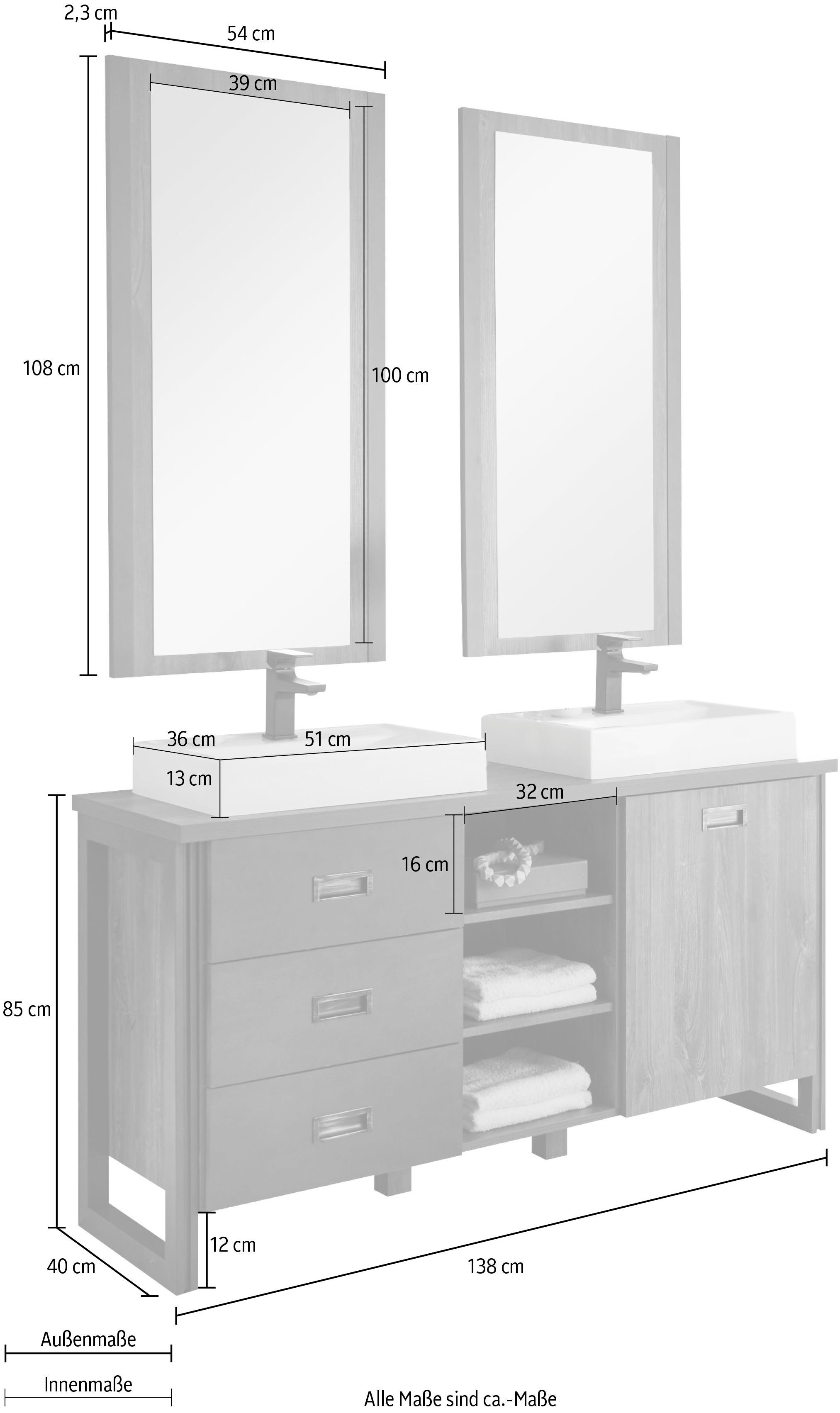 Home affaire Badkamerserie Detroit, badkamer in industriële stijl, 2-delig badkamer (set, 3-delig)