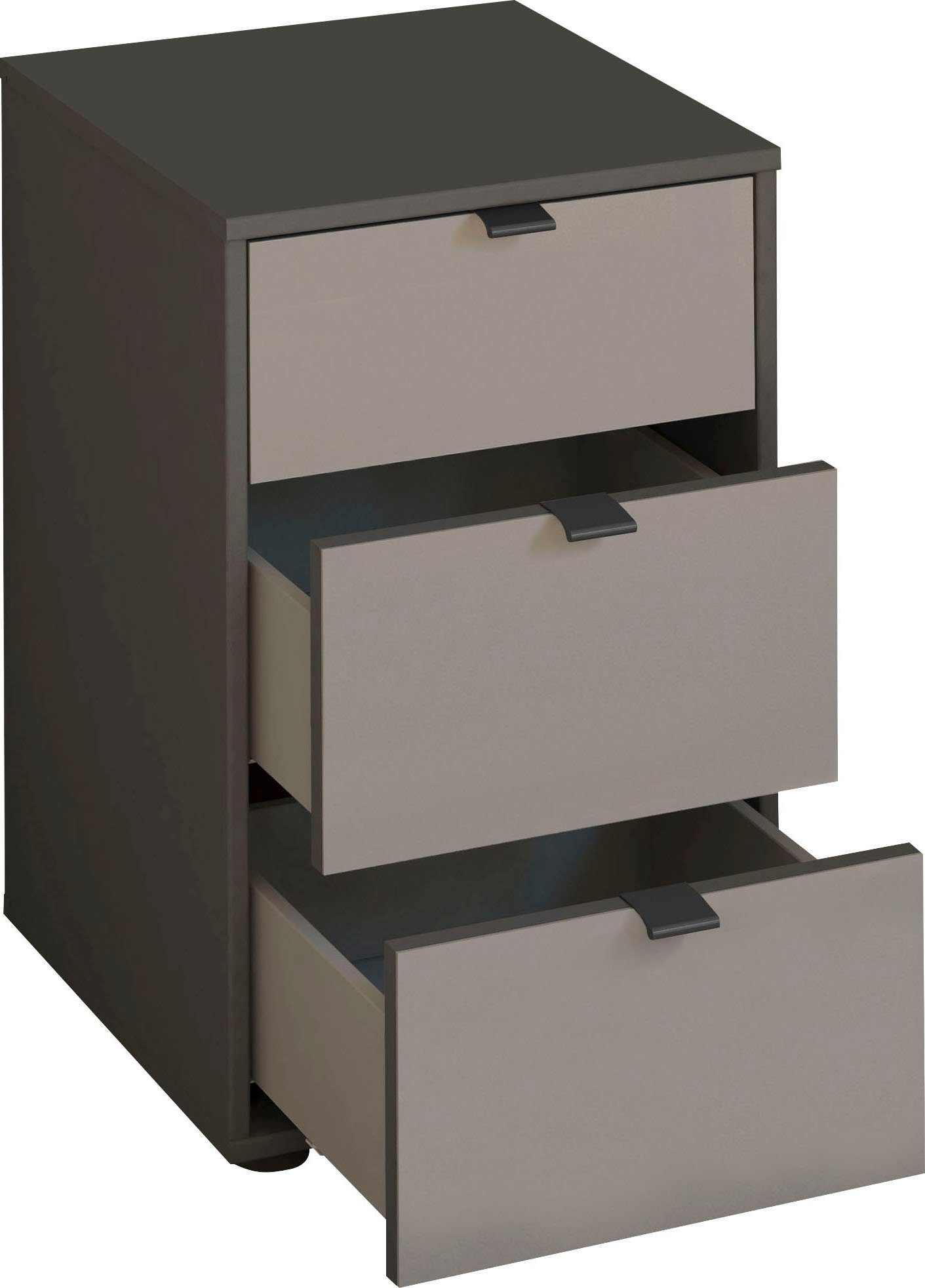 WIEMANN Nachtkastje Nizza voorgemonteerd, met soft-closetechniek en glazen front (set, 2 stuks)