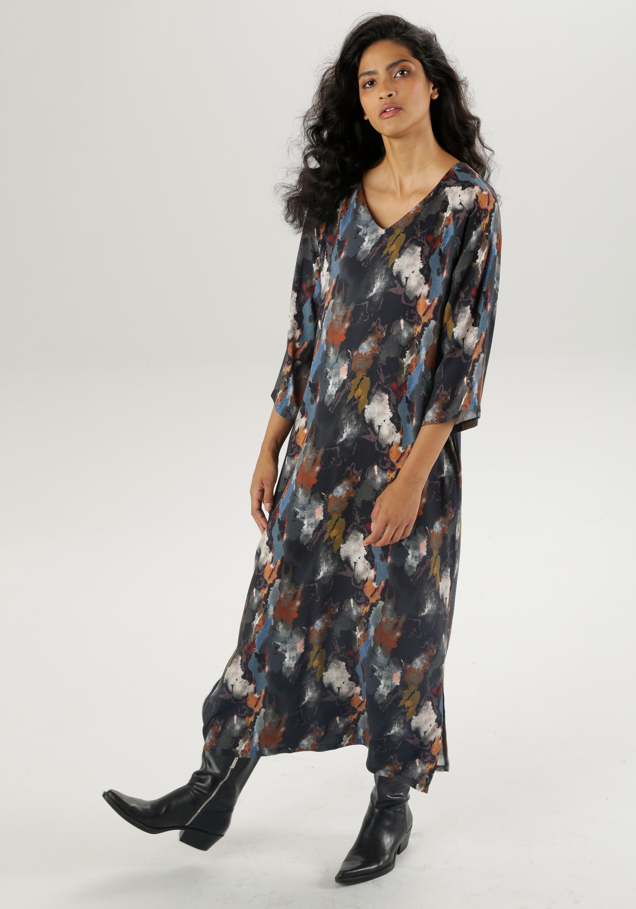 Aniston CASUAL Blousejurk met extravagante, grafische batik-patroon dames blousejurken maat 36 multicolor