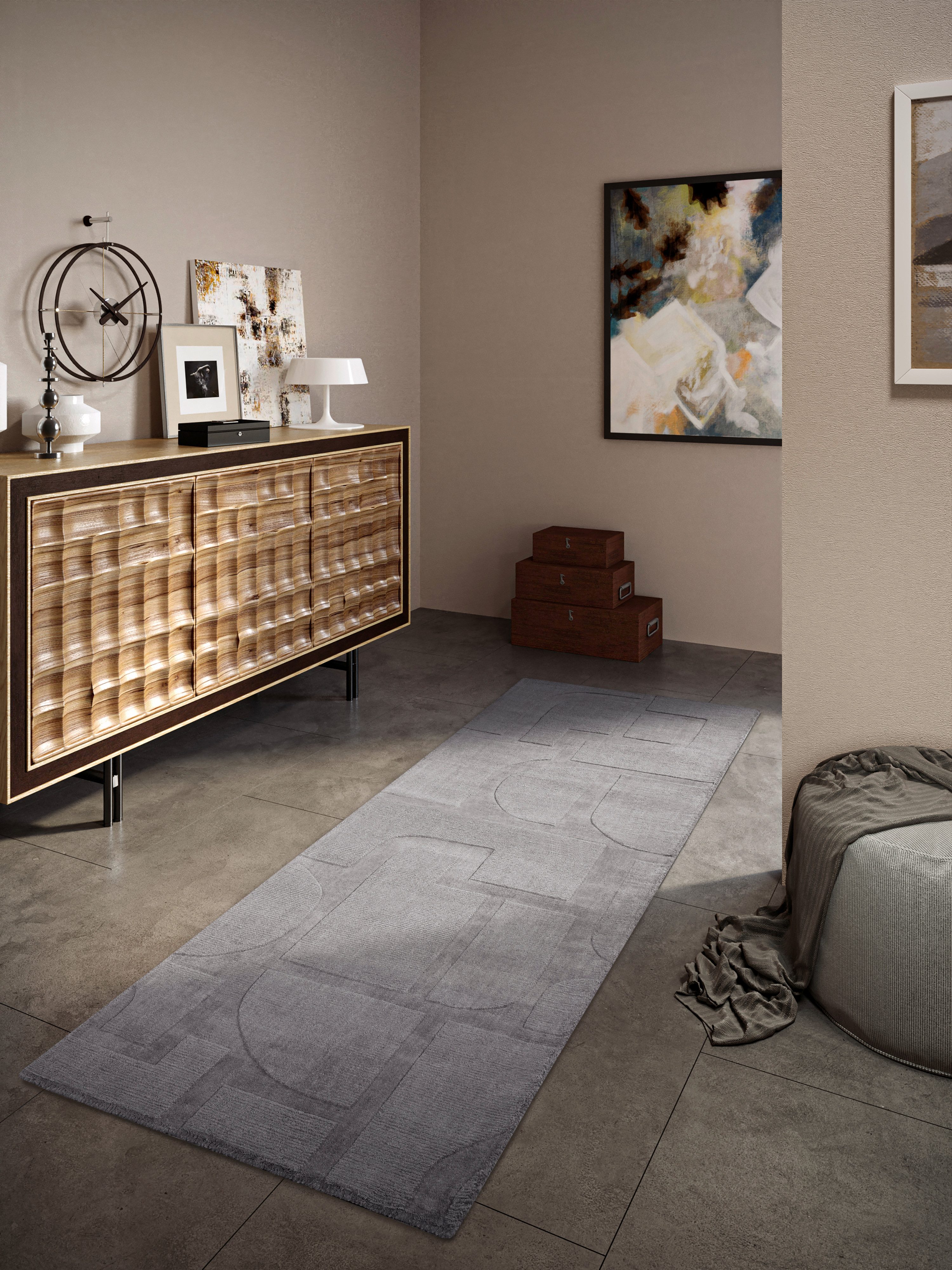 Villeroy & Boch Wollen kleed Alexis Handgeweven, wol, natuur, woonkamer, geometrie, boho, design