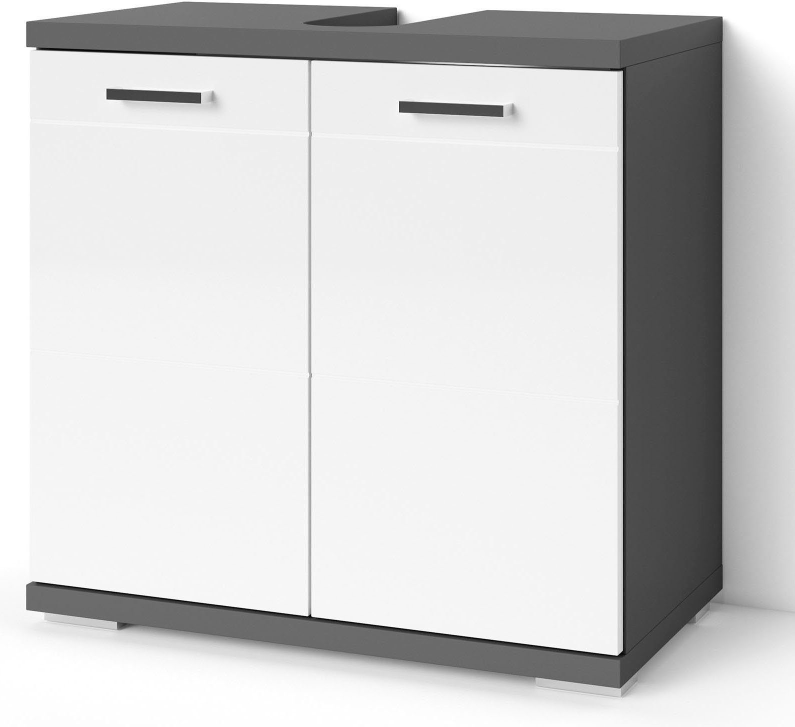 byLIVING Wastafelonderkast Nebraska Breedte 60 cm, met hoogglanslak en verchroomde metalen handgrepen