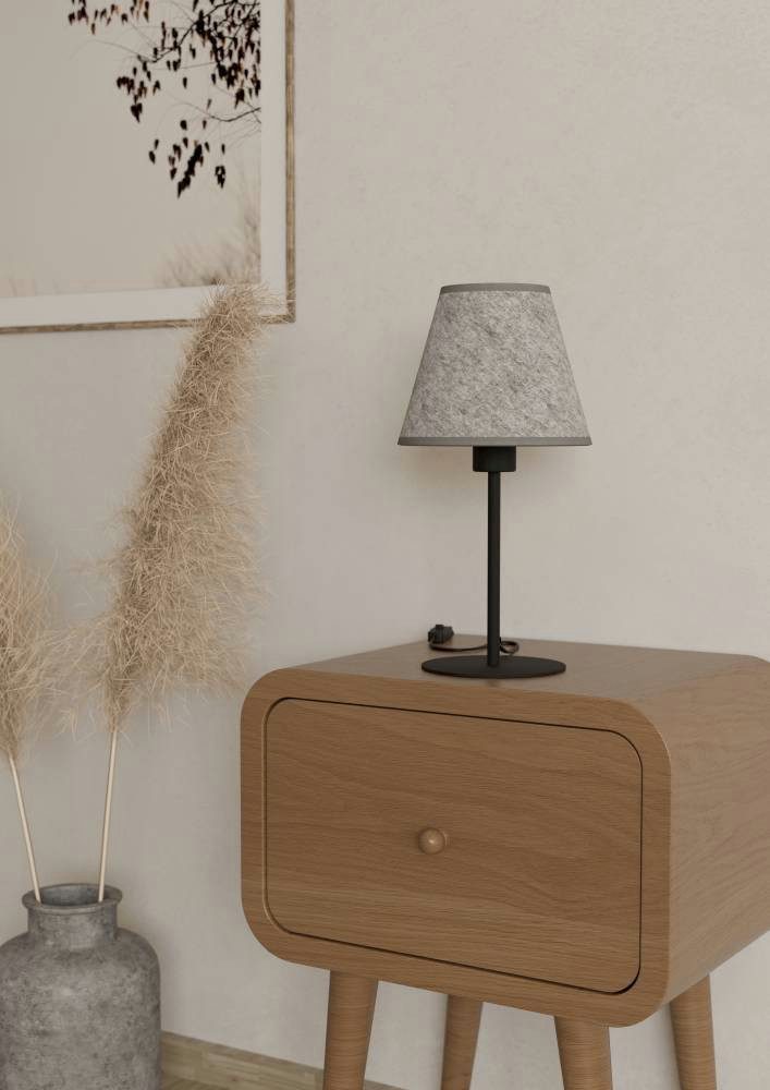EGLO Tafellamp ALSAGER Tafellamp, Japandi, metaal in zwart en vilt in grijs, E27 fitting (1 stuk)