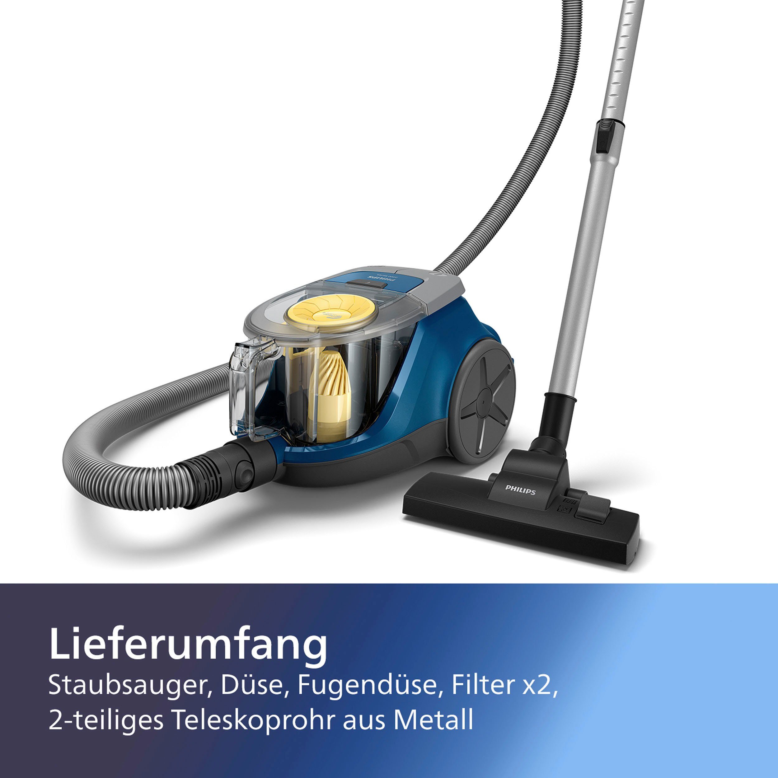 Philips Stofzuiger XB2125/09 2000 Serie Super-Clean luchtfilter, PowerCyclone 4, met een inhoud van 1,3 liter