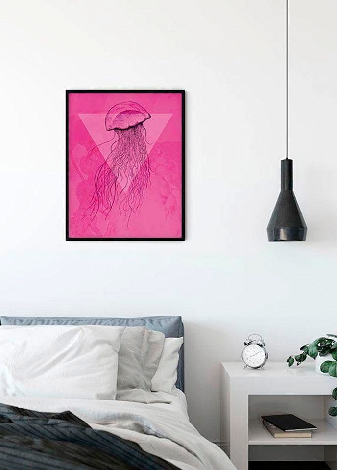 Komar Wanddecoratie Jellyfish pink Wanddecoratie - zonder lijst (1 stuk)