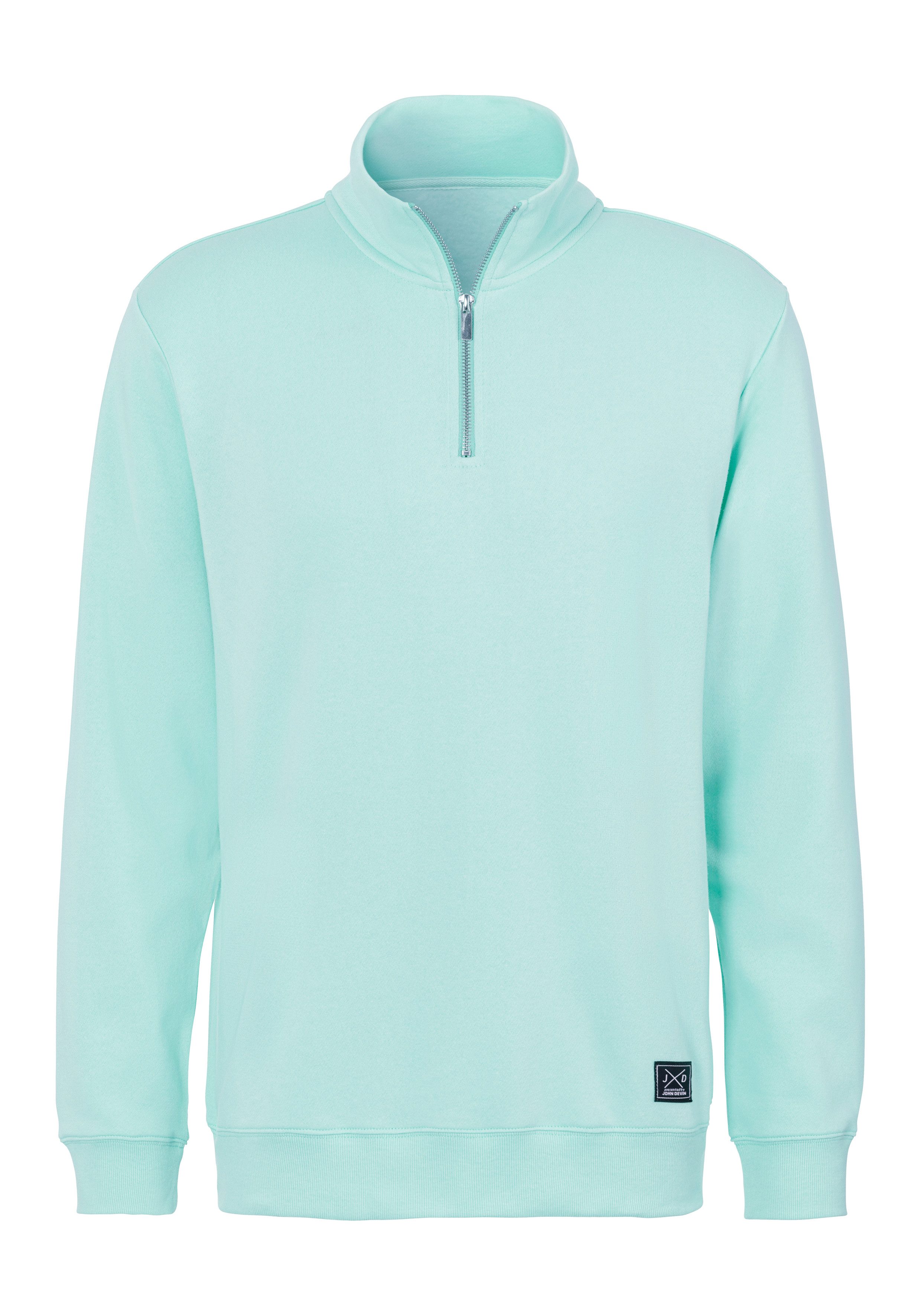 John Devin Sweatshirt Lange mouwen, sweatshirt met rits aan de staande kraag