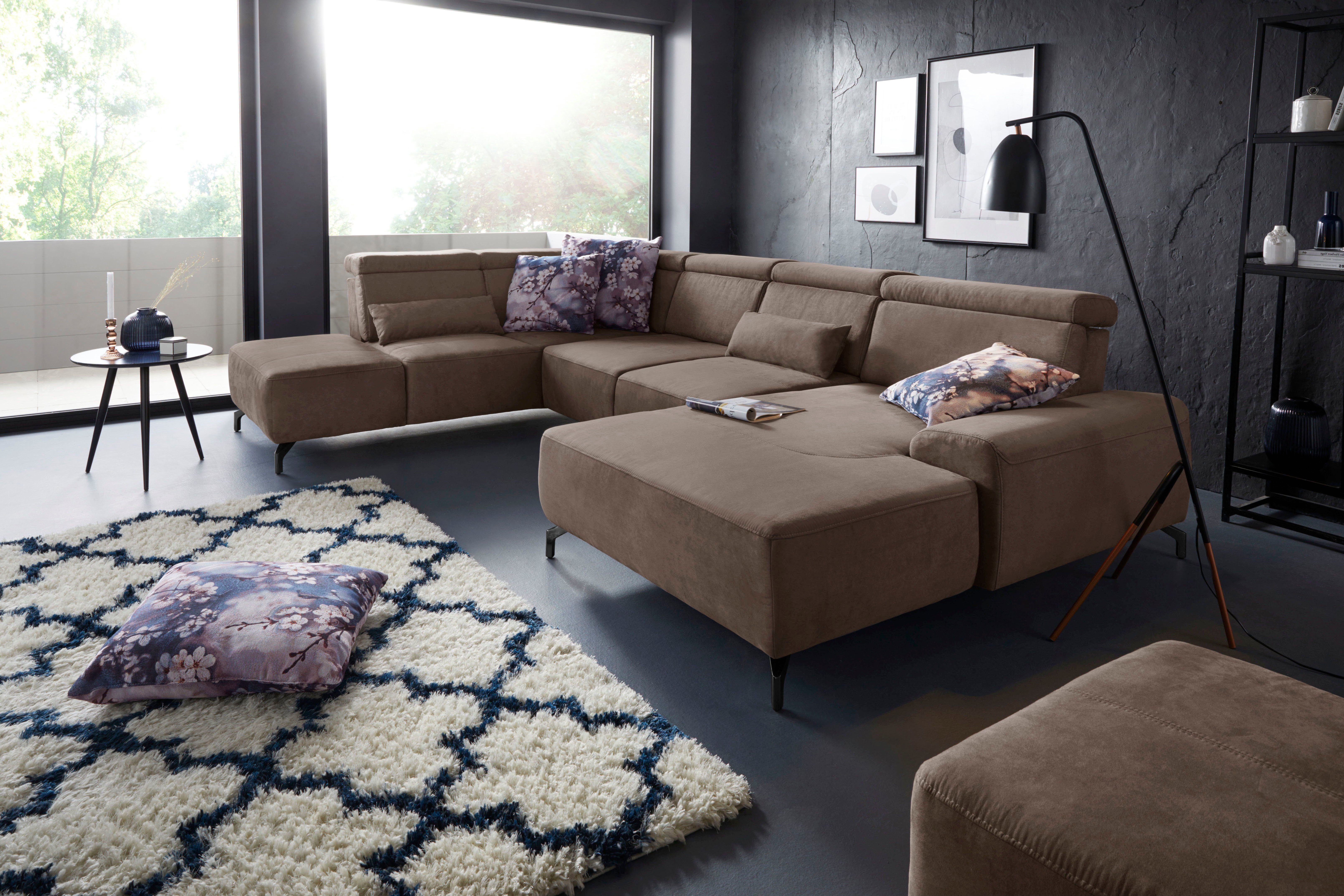 sit&more Zithoek Gizeh U-vorm 12 cm poothoogte, inclusief zitdiepteverstelling en verstelbare hoofdsteun