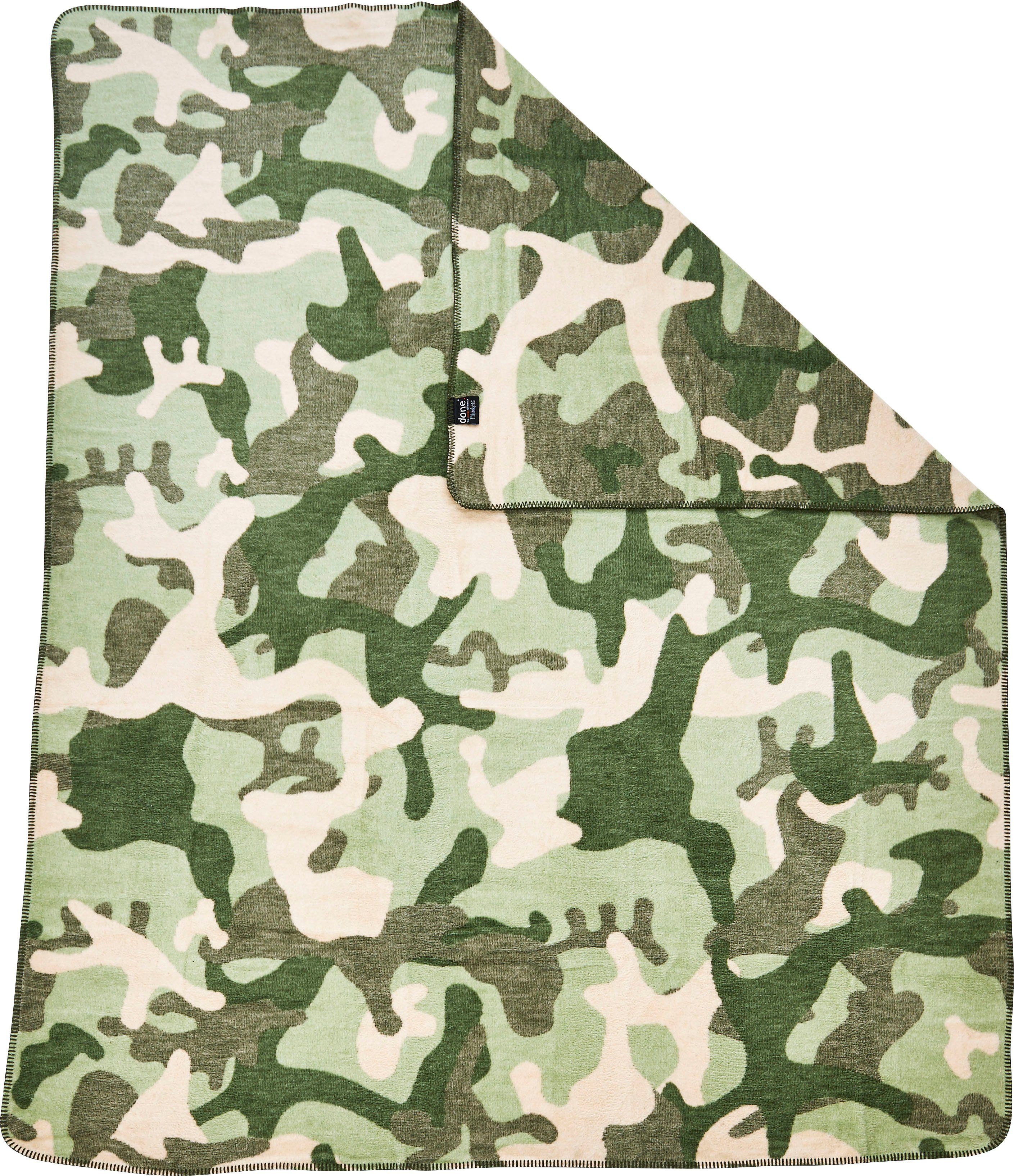 done.® Deken Camouflage Deken met insluitende siernaad, knuffeldeken