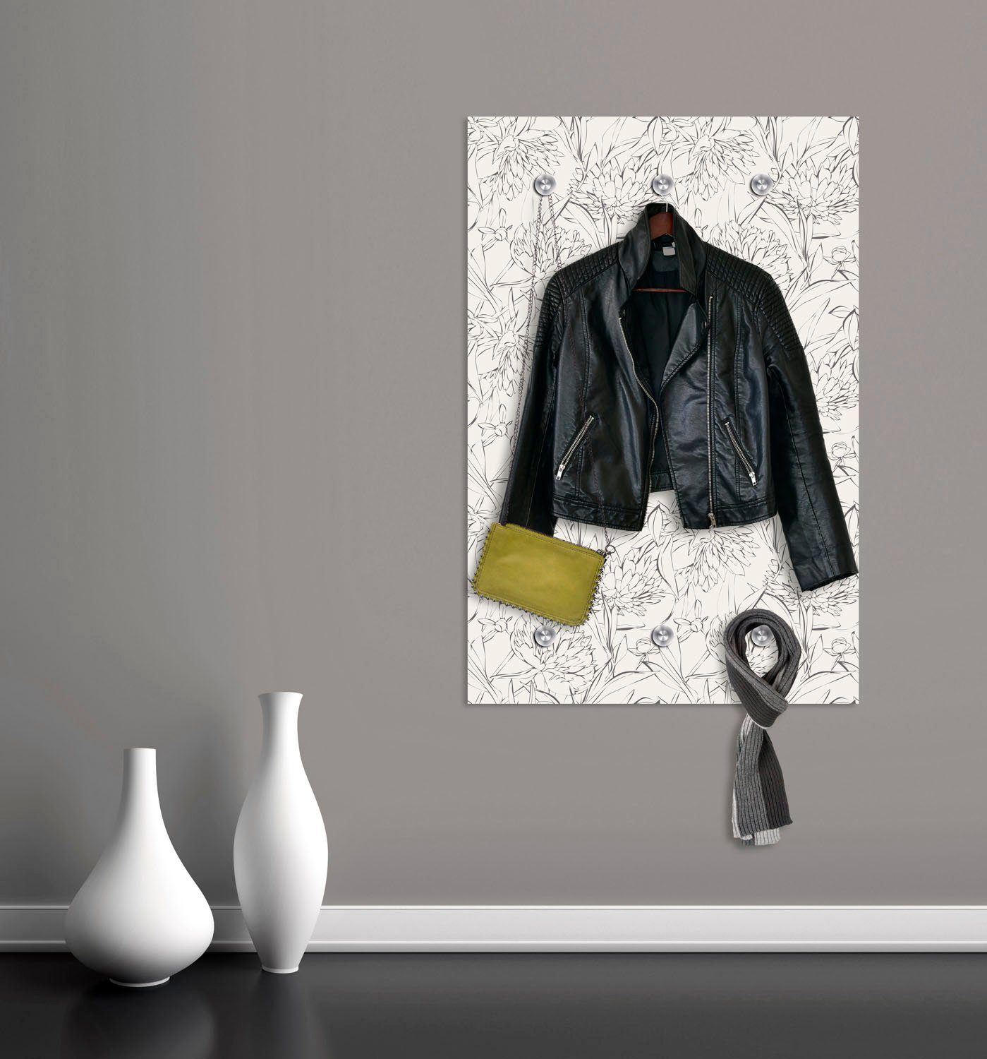queence Kapstok Bloemen met 6 haken, 80 x 120 cm