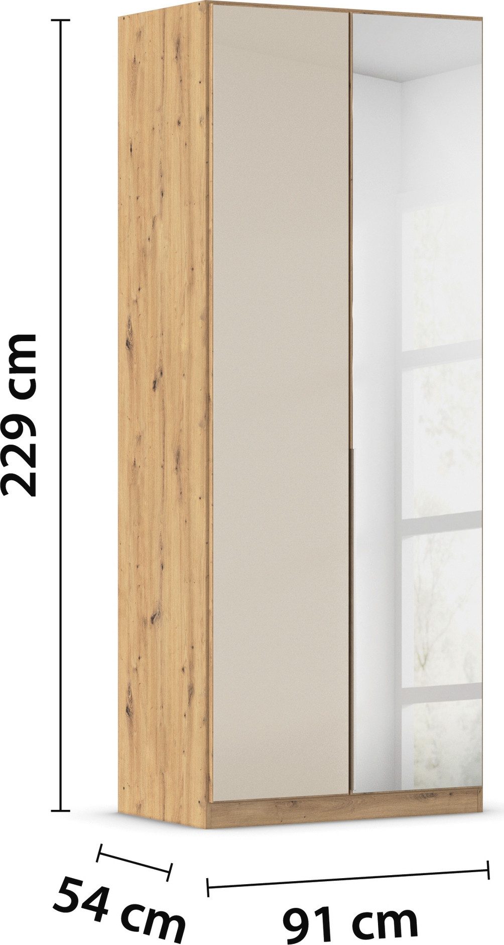 rauch Draaideurkast Kledingkasten kast garderobe AGORDO met glazen front doordachte binnenuitrusting, in 6 breedtes en 2 hoogtes made in germany
