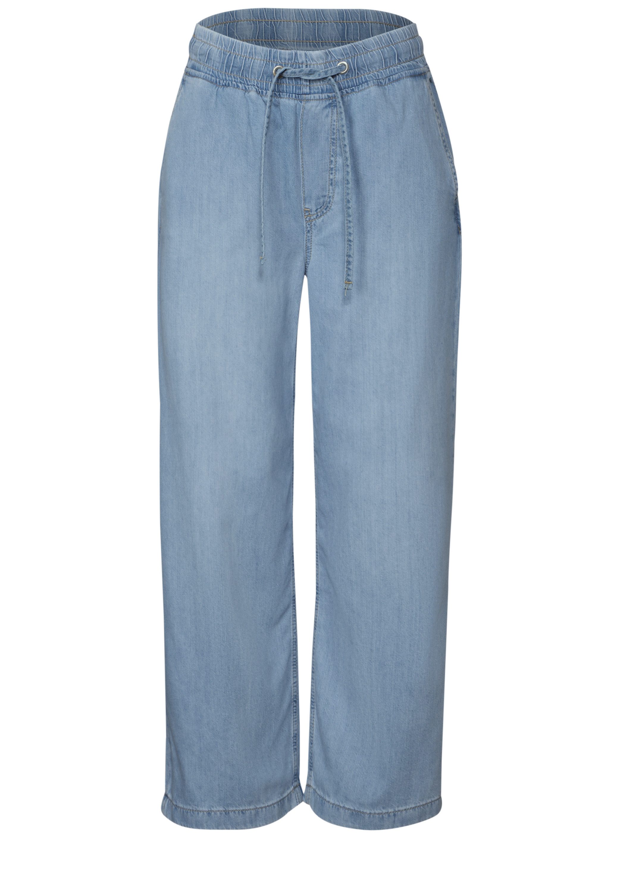 STREET ONE Wijde jeans met elastische band en rijgkoord
