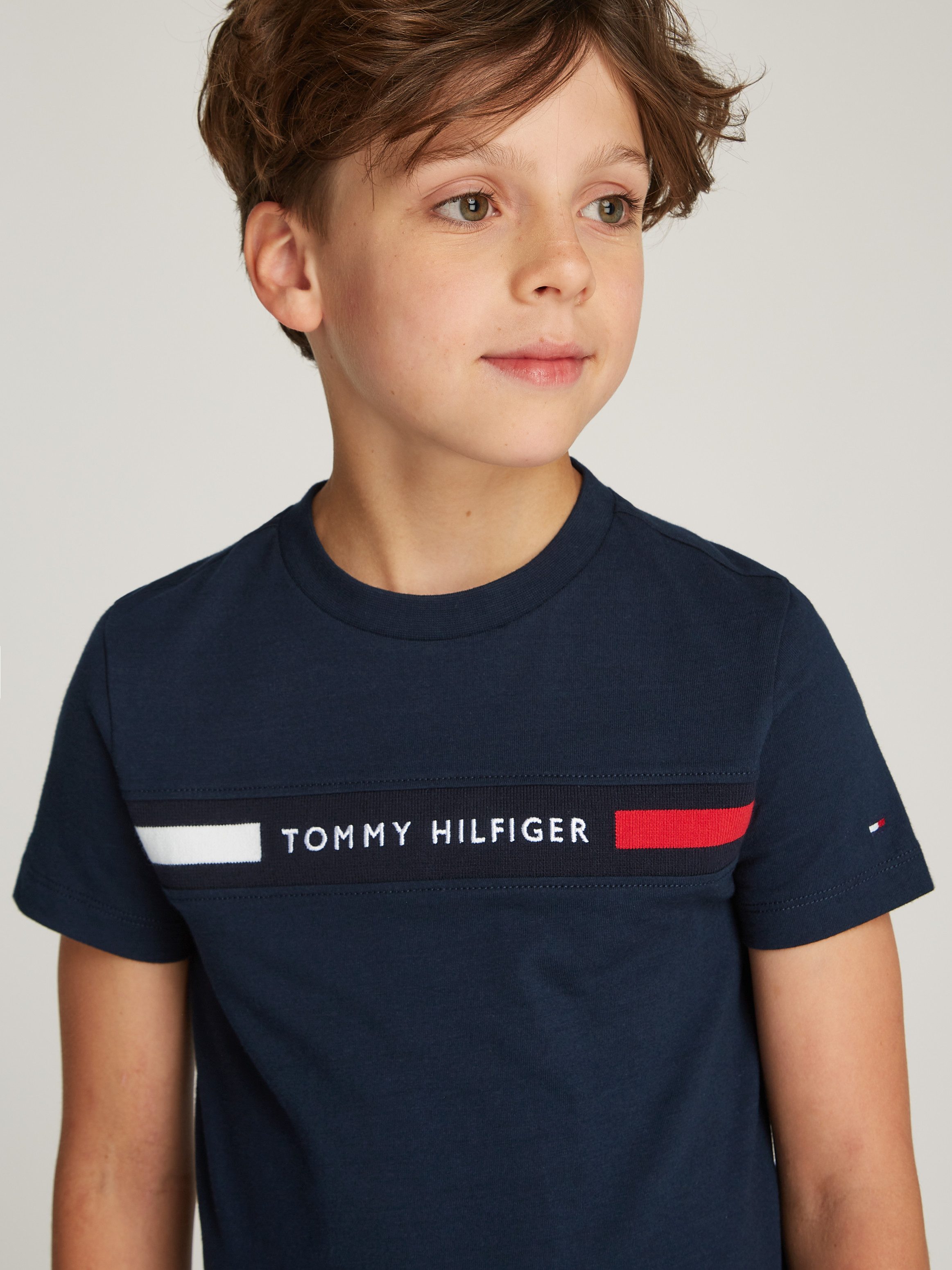 Tommy Hilfiger T-shirt TH RIB REG TEE SS in ribbellook, met logo-inscriptie