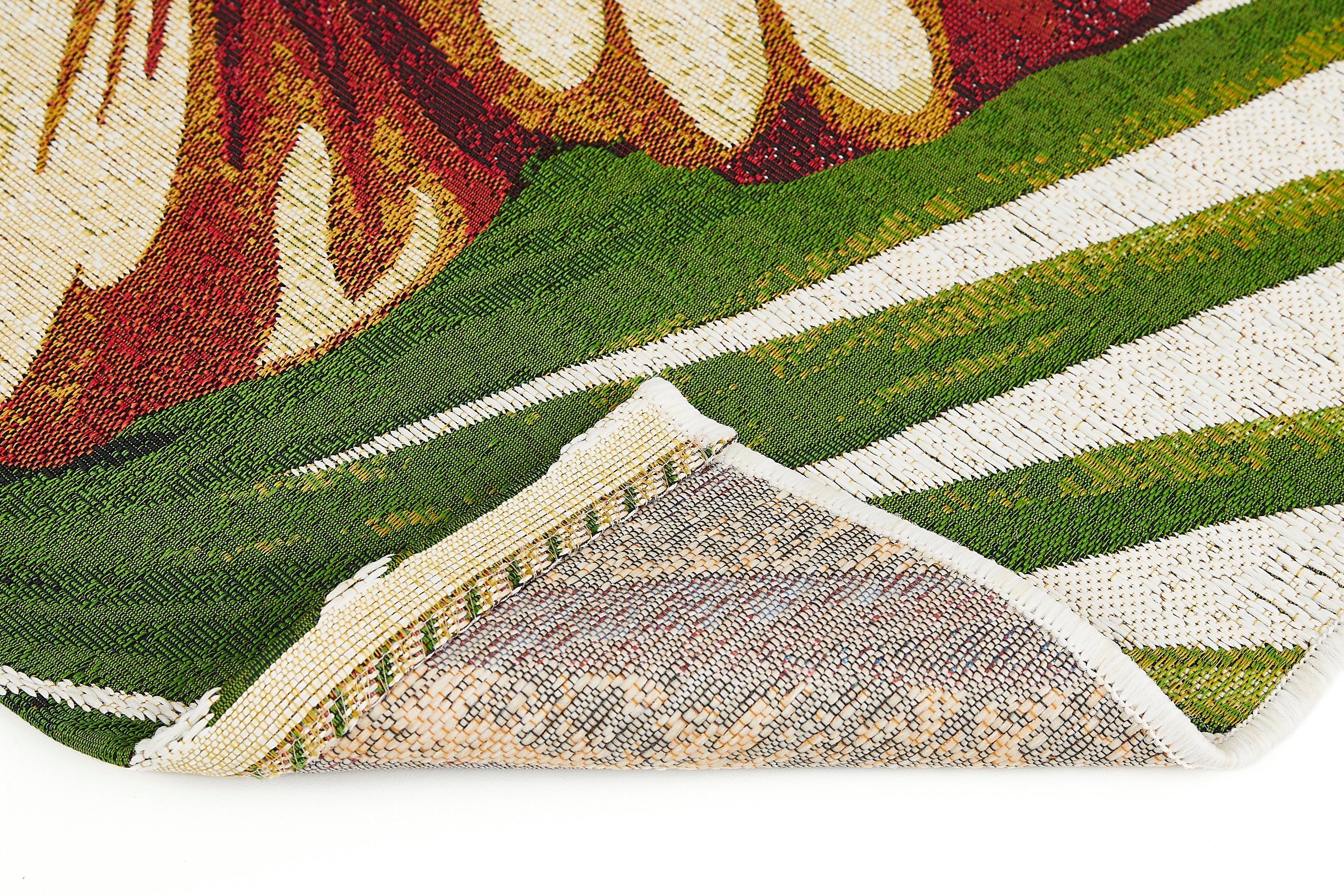 LUXOR living Vloerkleed Panama bloem, Made in Belgium Vlakweefsel, modern ontwerp, motief bloemen, geschikt voor binnen en buiten