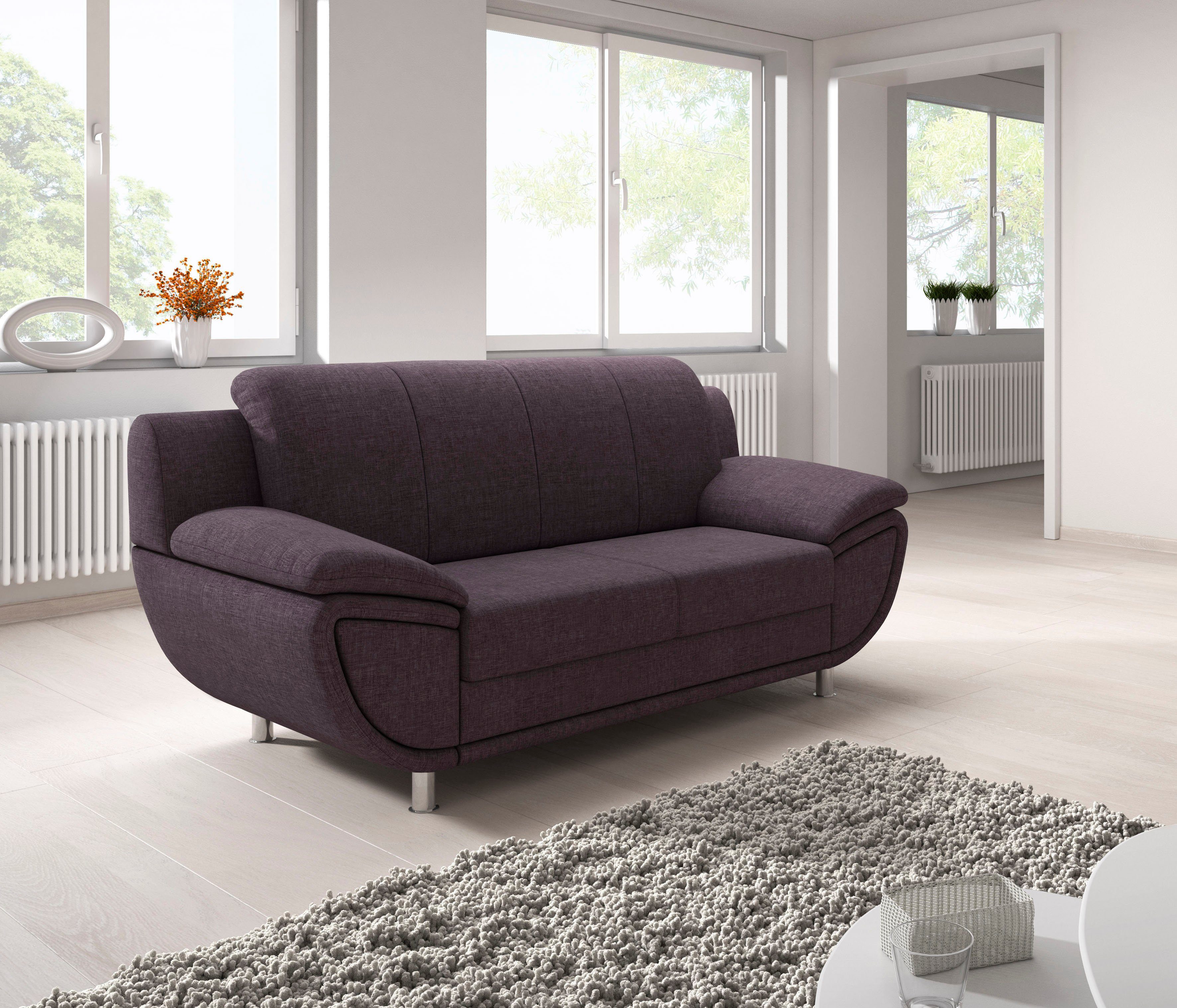 TRENDMANUFAKTUR 2-zitsbank Rondo II, tijdloos en comfortabel, naar keuze met comfortabele binnenvering, met extra brede armleuningen
