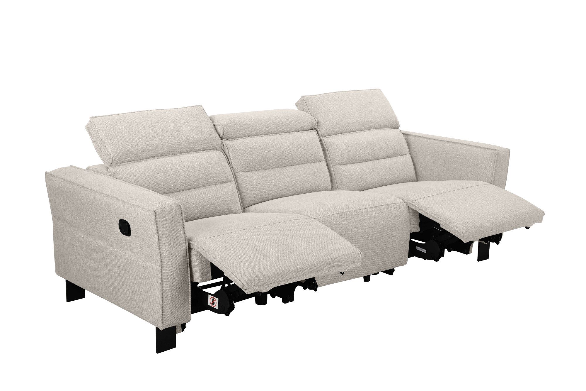 Places of Style 3-zitsbank Carpari, 224 cm, handmatige of elektrische relaxfunctie in 2 zitplaatsen