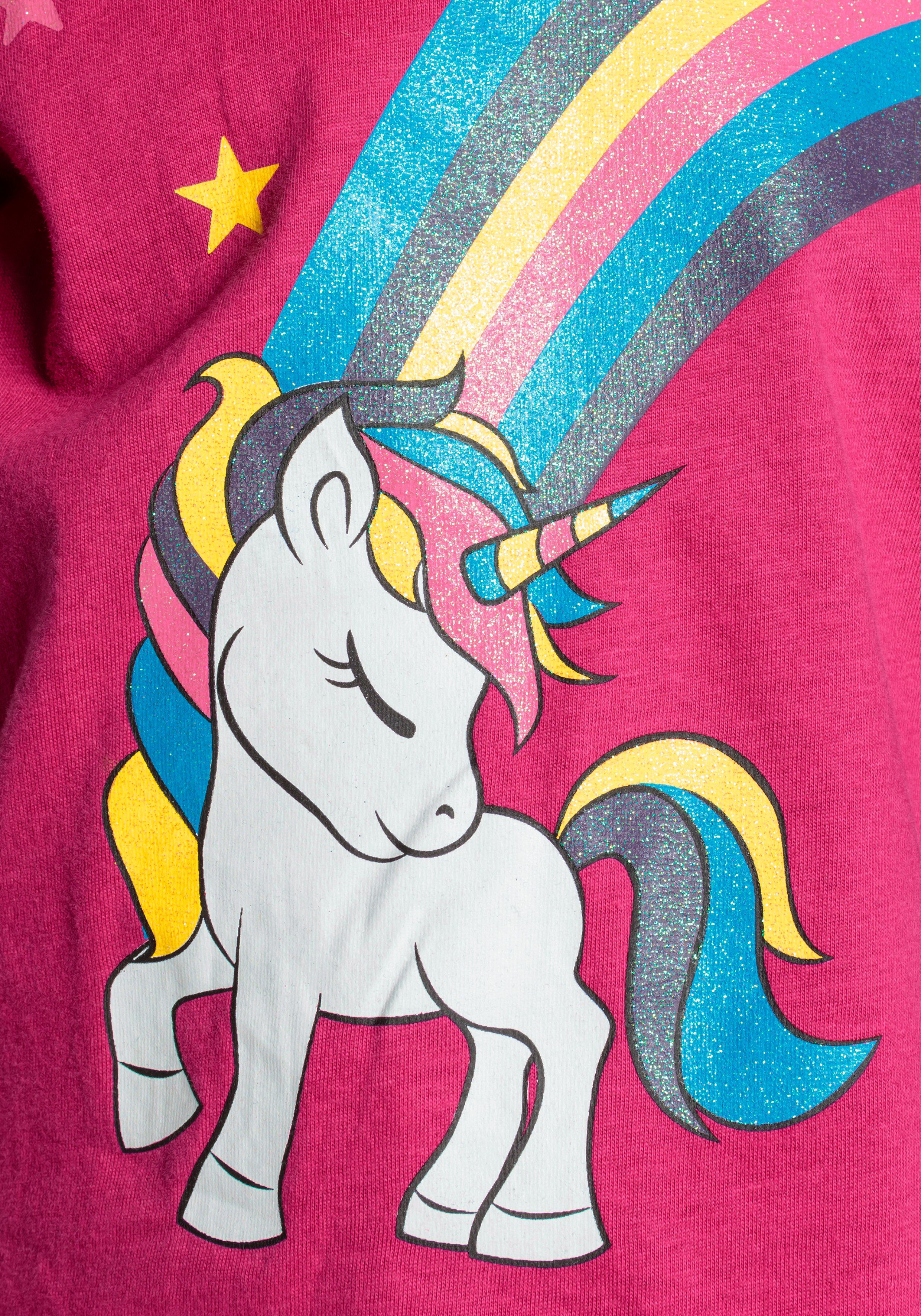 KIDSWORLD T-shirt Eenhoorn met regenboog Korte mouwen, heuplange pasvorm, bedrukt ontwerp