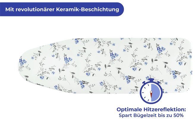 Maximex Strijkplankhoes Keramiek M floraal Strijktafelhoes met hitte-reflectie en padding, tot 126 x 41 cm