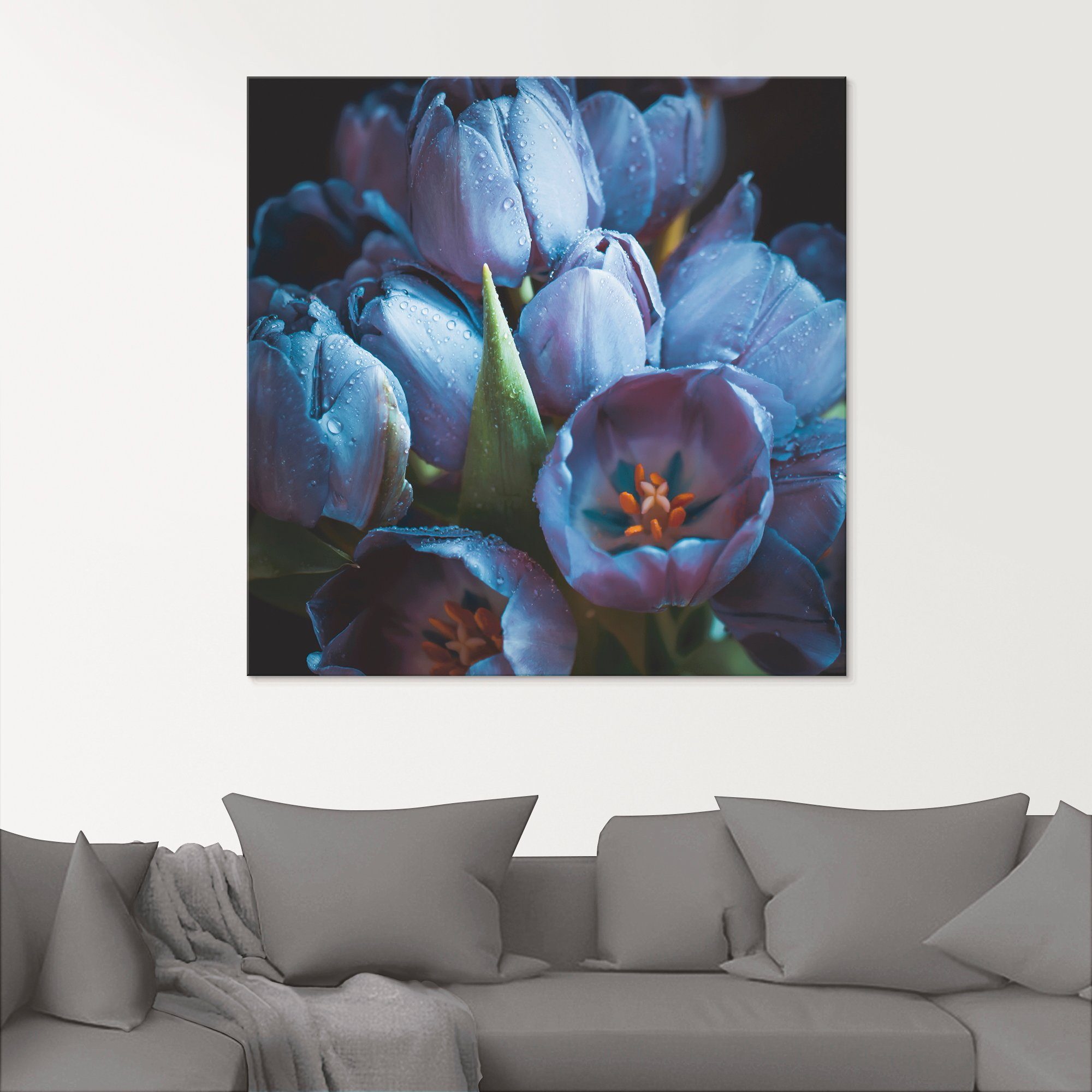 Artland Print op glas Tulpen blauw in verschillende maten