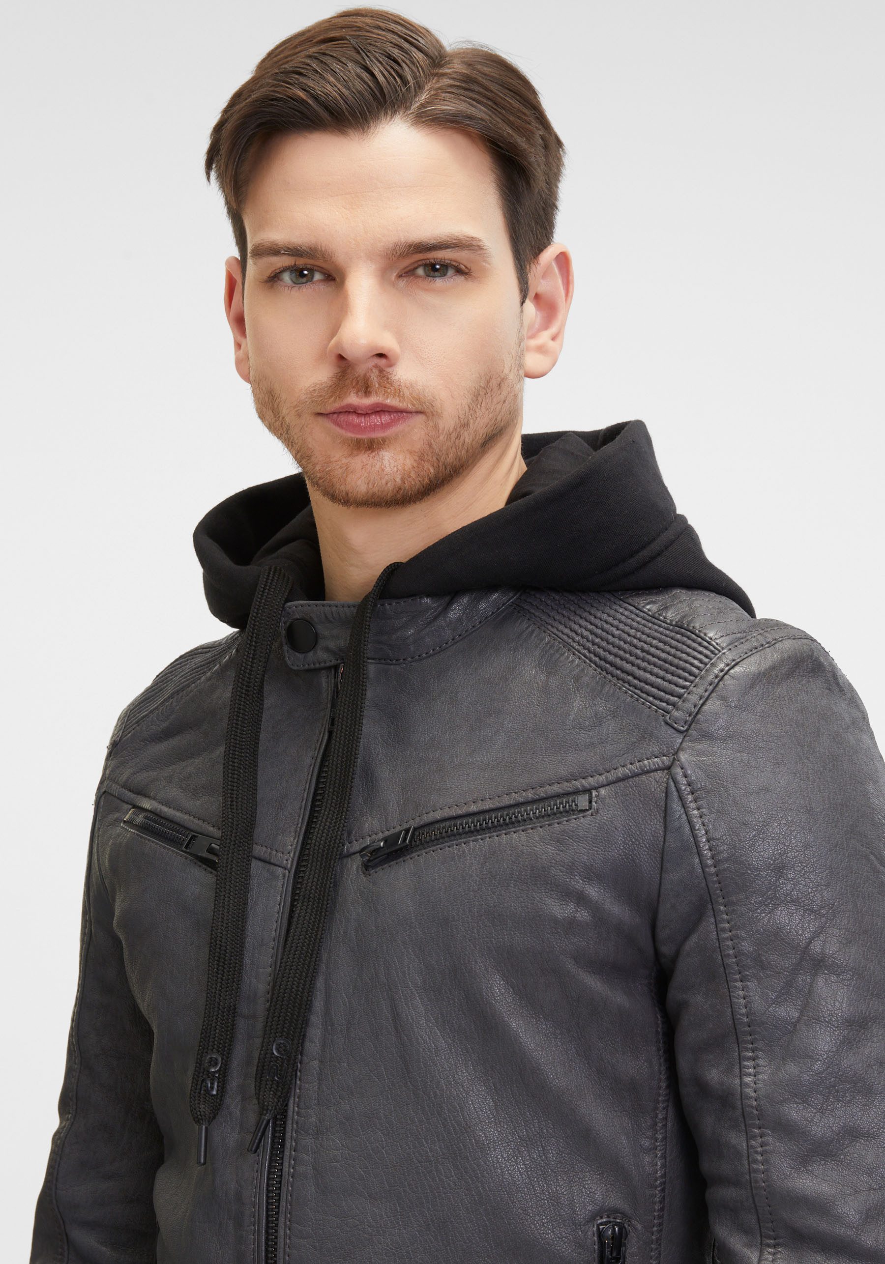 OTTO Mauritius Leren jack G2MNeiko SF met rits decoratieve stiksels