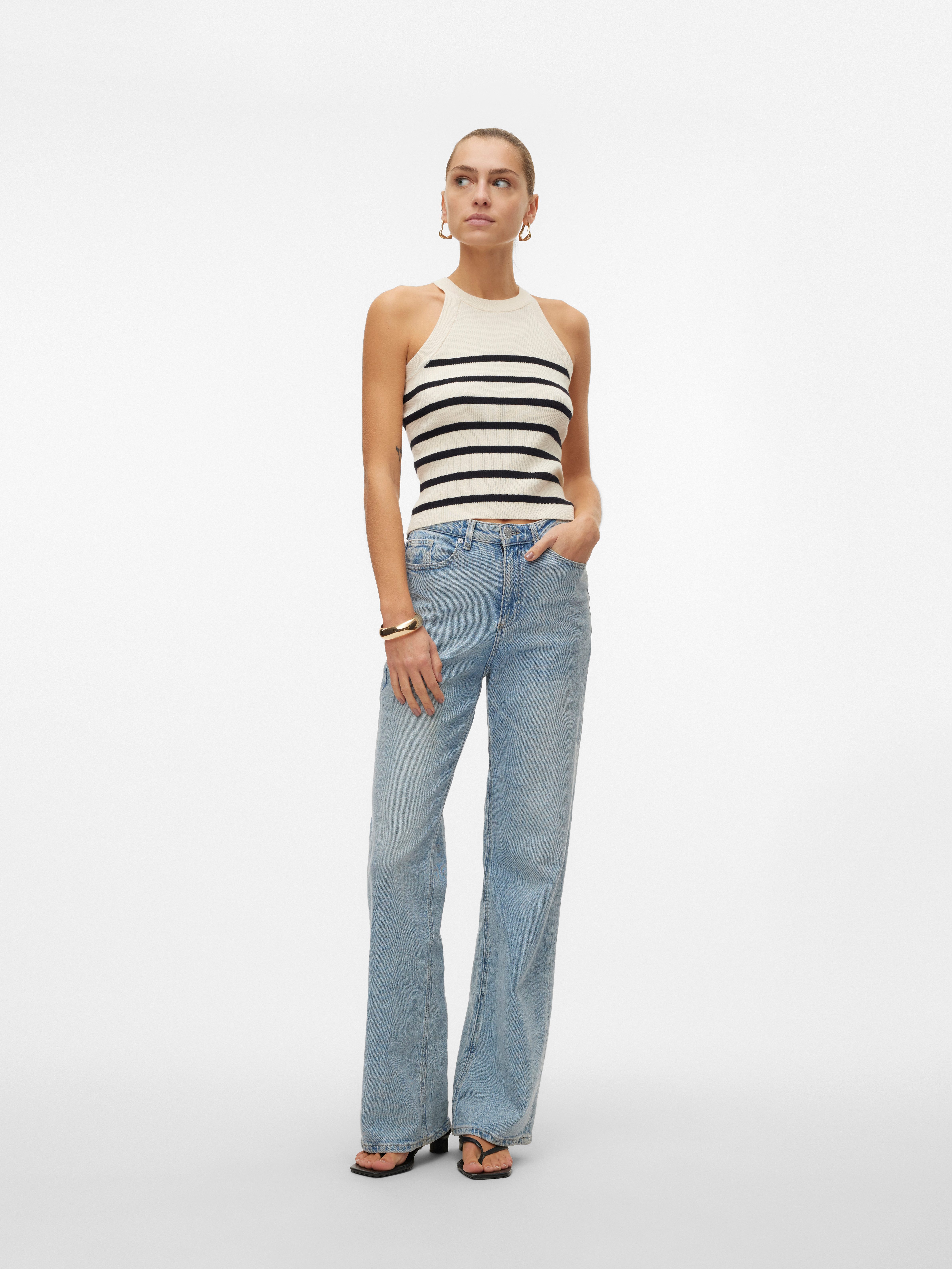 Vero Moda Gebreide top VMSABA RIB SL O-NECK TOP GA NOOS