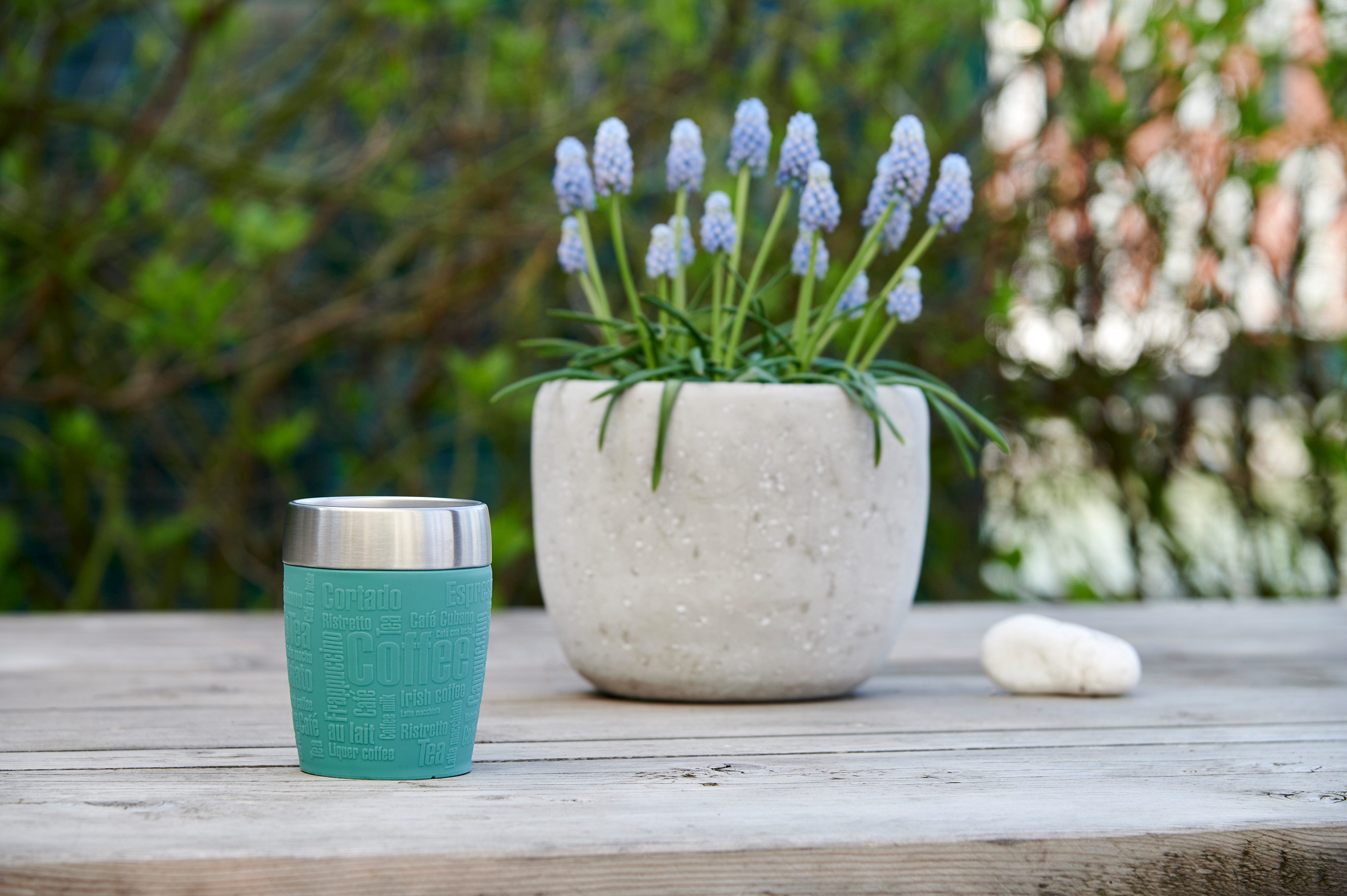 Emsa Thermosbeker Travel Mug 0,2 liter, roestvrij staal, drink- en ijsbeker, rubberen manchet (1-delig)