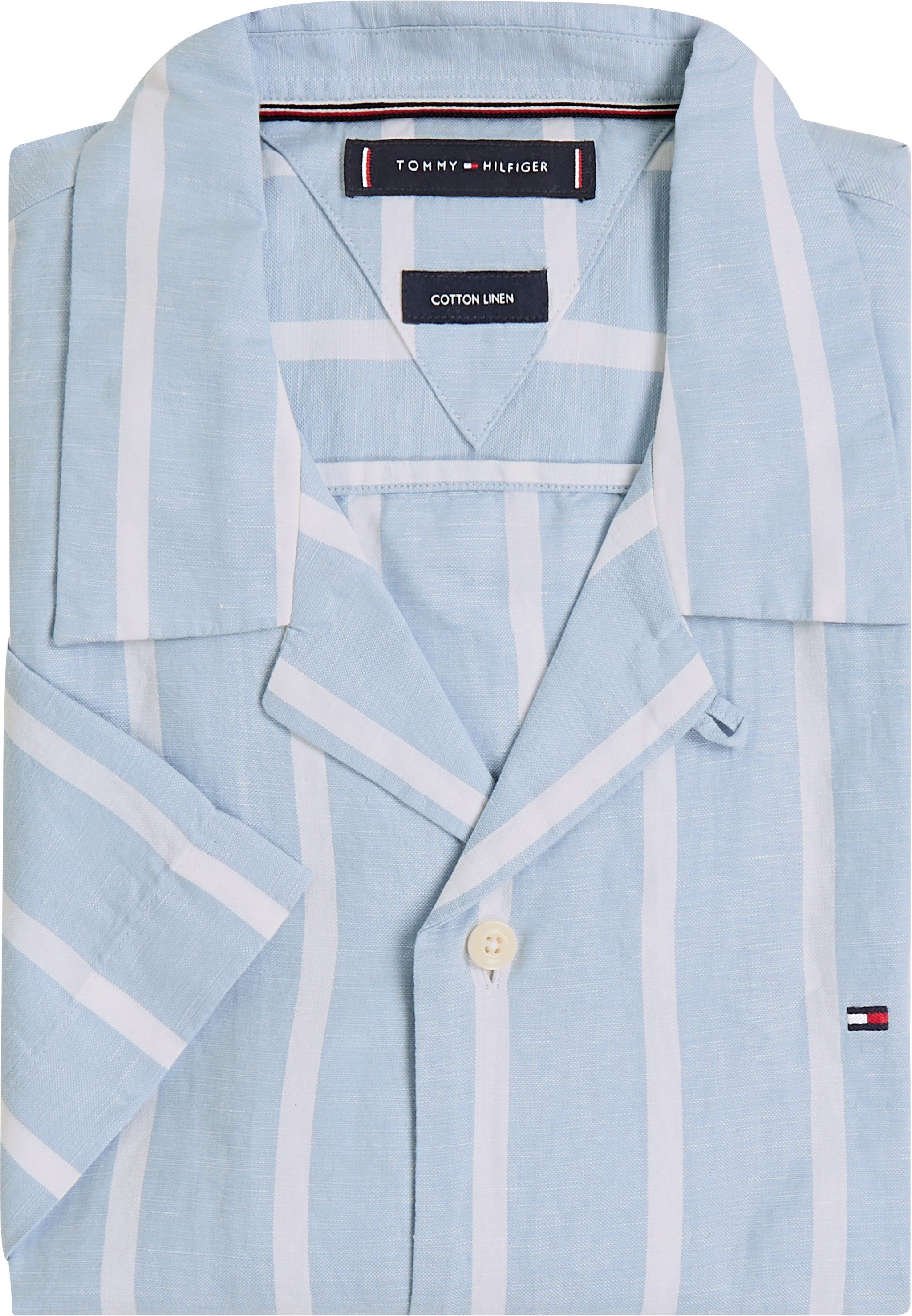 Tommy Hilfiger Overhemd met korte mouwen LINEN BLEND STRIPED SS RF SHIRT
