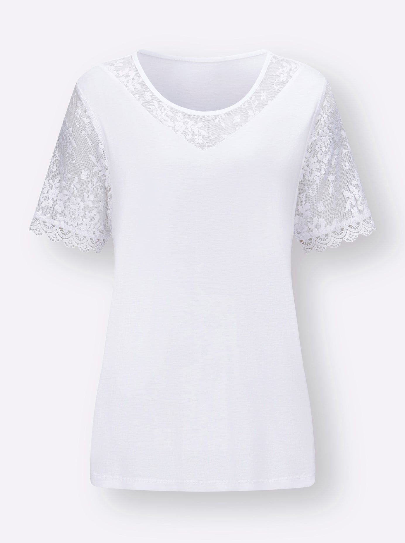 Classic Basics Kanten Shirt met ronde hals (1-delig)