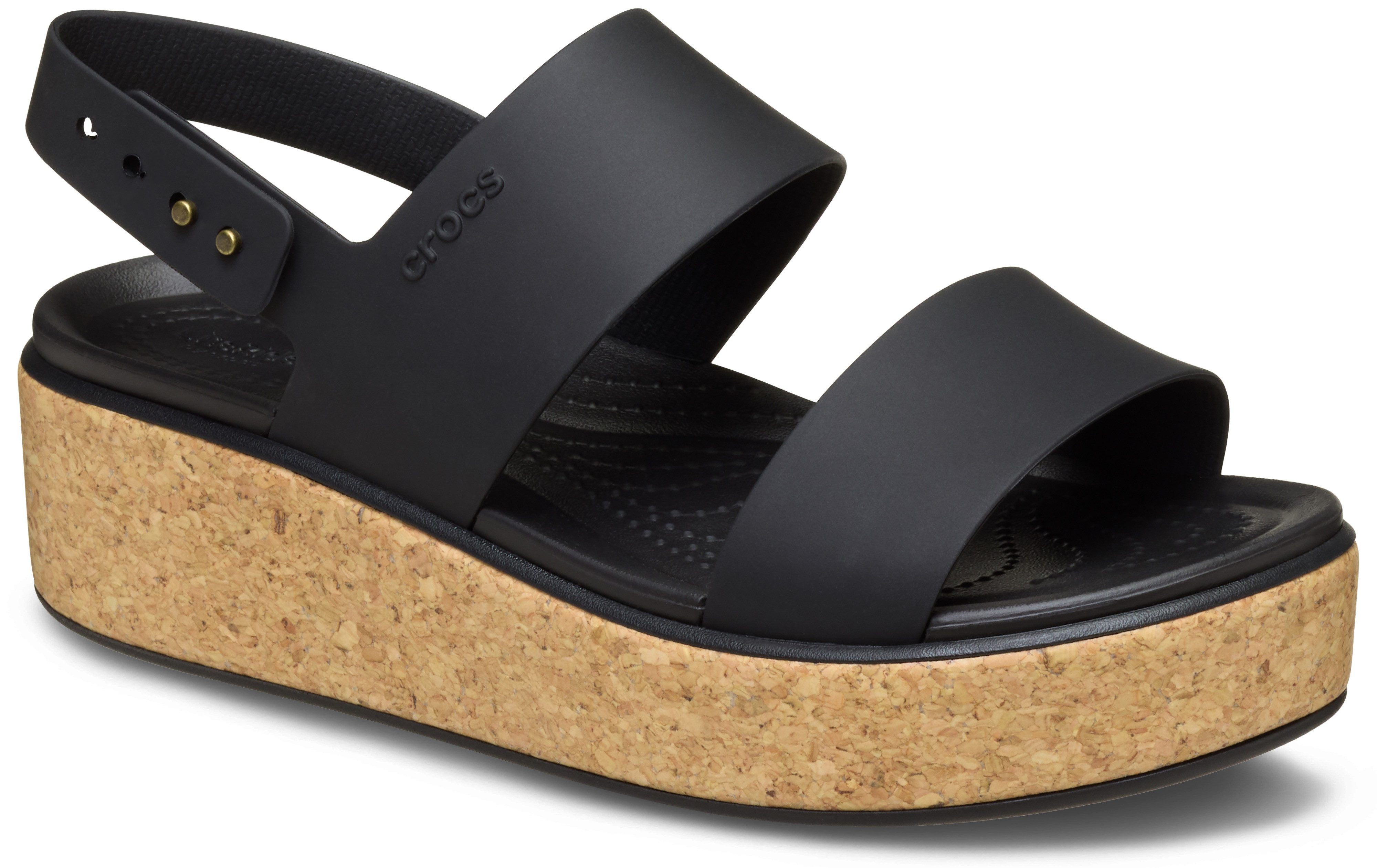 Crocs Sleehaksandaaltjes Brooklyn Cork Low Wedge dames sandalen met sleehak maat 42 zwart