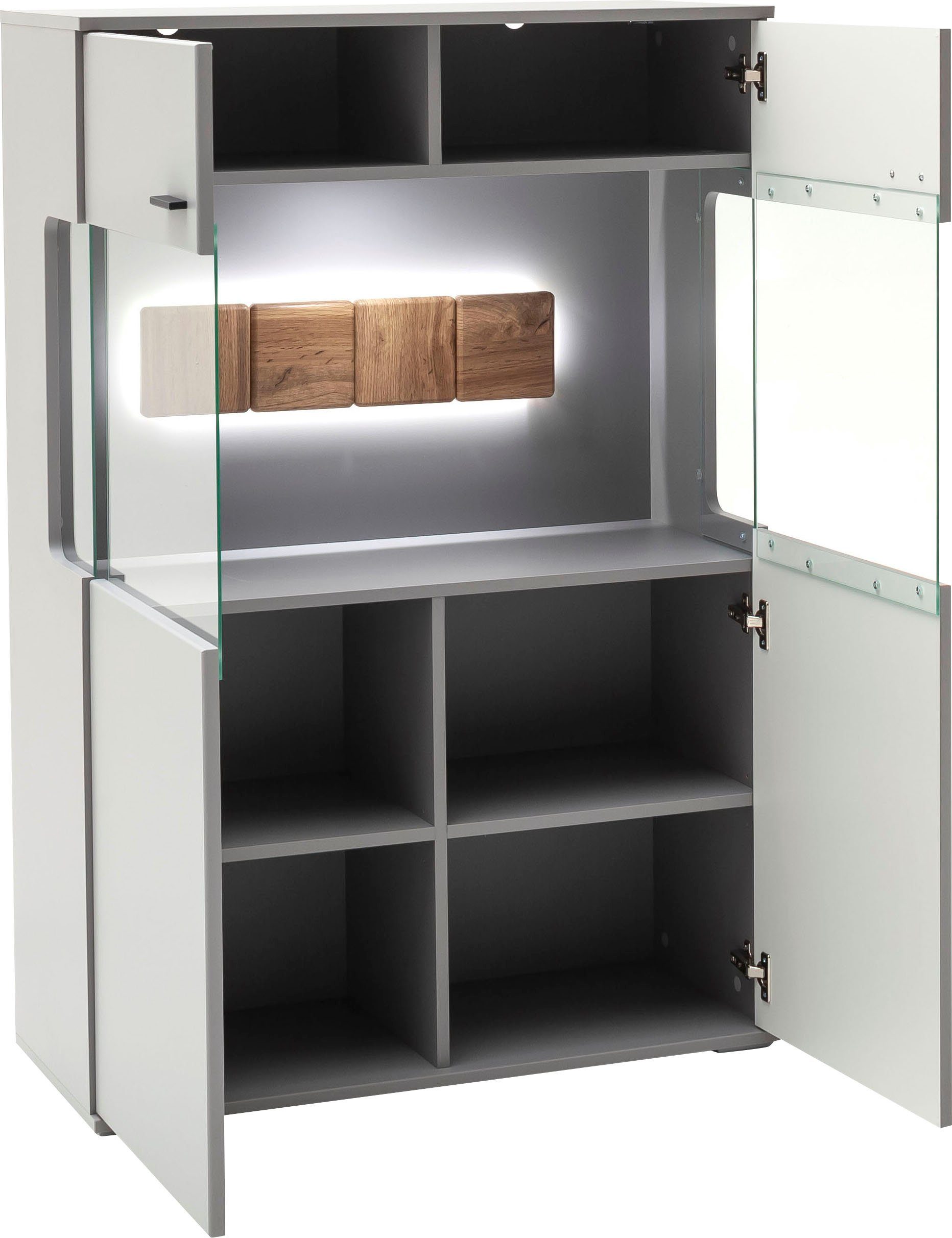 MCA furniture Wandmeubel Zadar moderne woonwandcombinatie in noordpool-grijs, naar keuze met verlichting (3-delig)