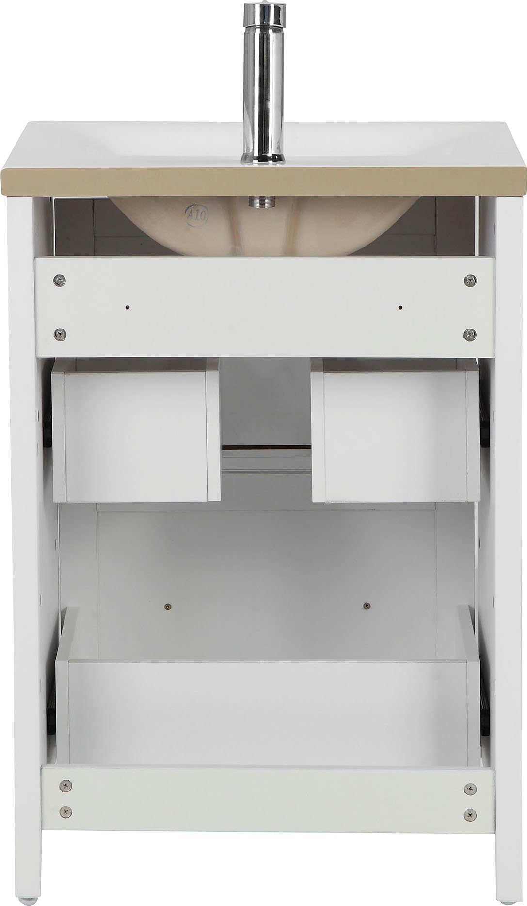 welltime Wastafelonderkast Aalborg wastafelmeubel Badkamermeubel met wastafel Badkamermeubel incl. keramische wastafel, breedte 60 cm met laden
