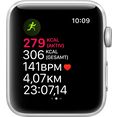apple watch series 3 gps, aluminium kast met sportbandje 42 mm inclusief oplaadstation (magnetische oplaadkabel) zilver
