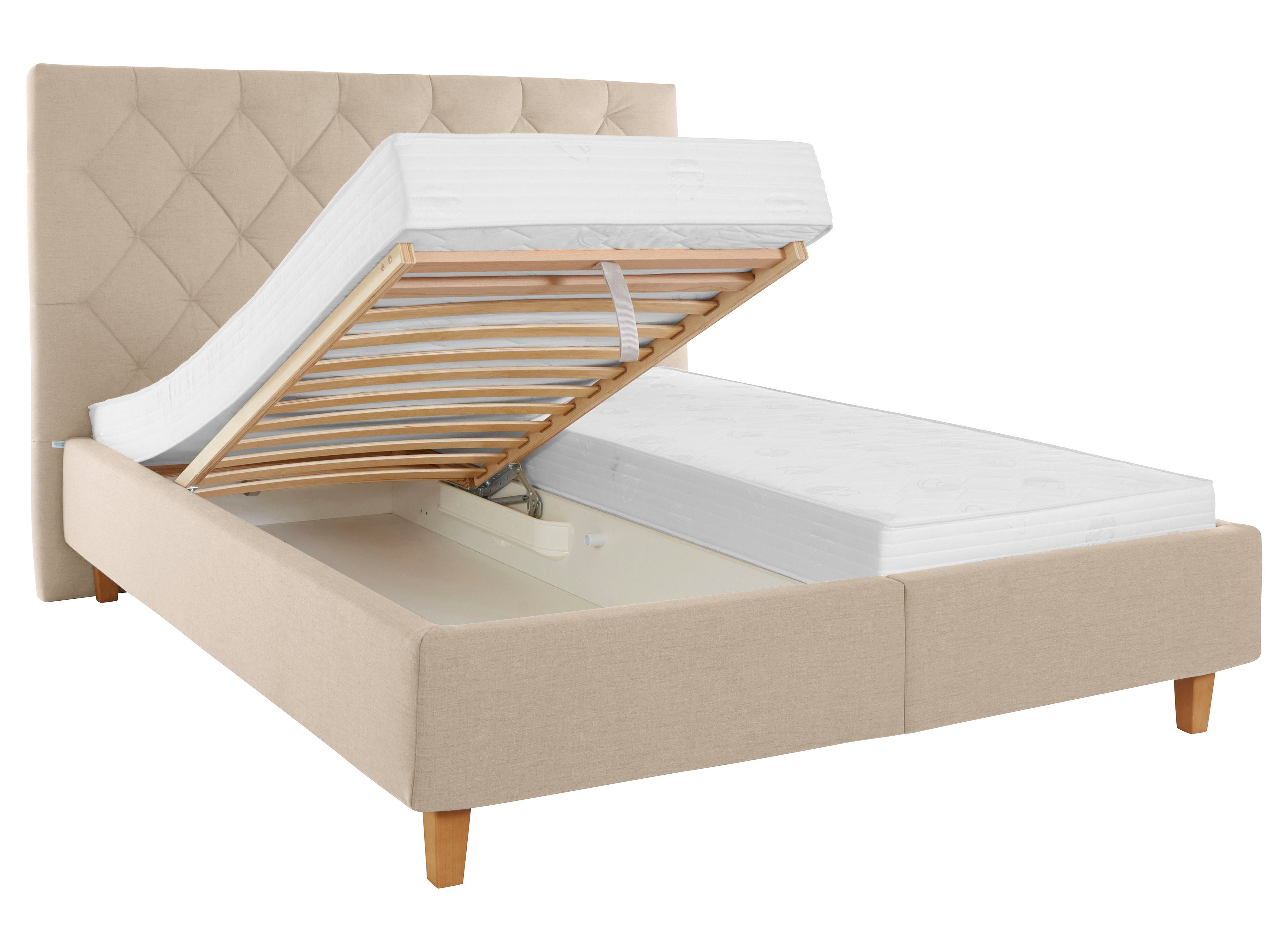 Guido Maria Kretschmer Home&Living Gestoffeerd bed Sunley 140 Kruisstiksel, hoofdbordhoogte 142 cm, zonder of met matras/lattenbodem