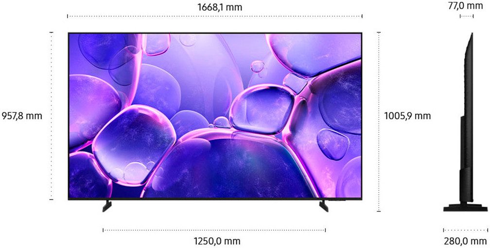 Samsung Led-TV GU75U8079FU LED-televisie, Crystal UHD, Q-Symphony, Dolby Surround Sound, triple tuner, Smart-Hub