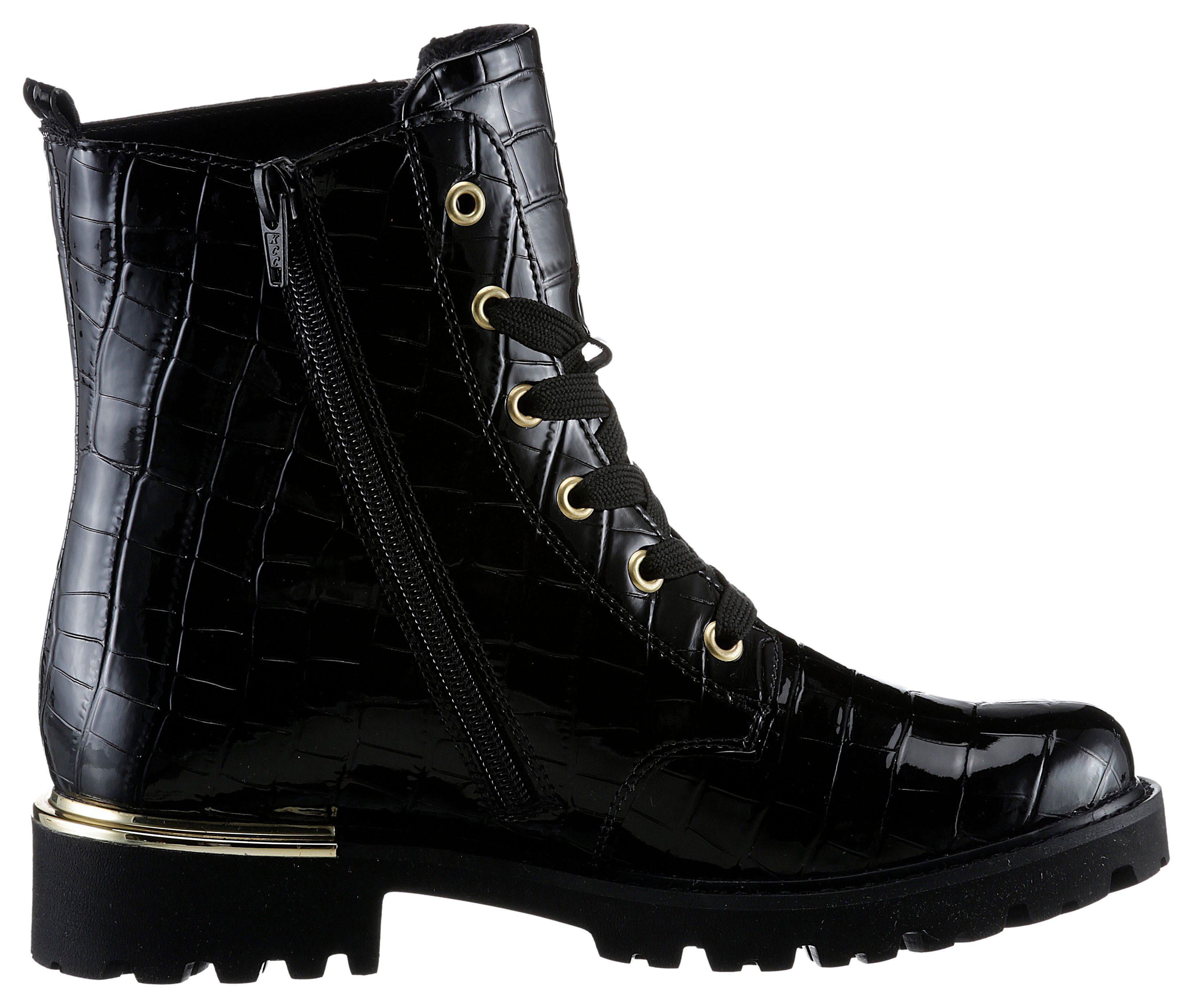 Remonte Veterlaarsjes , blokhak, veterschoenen in krokodillenlook, binnenrits
