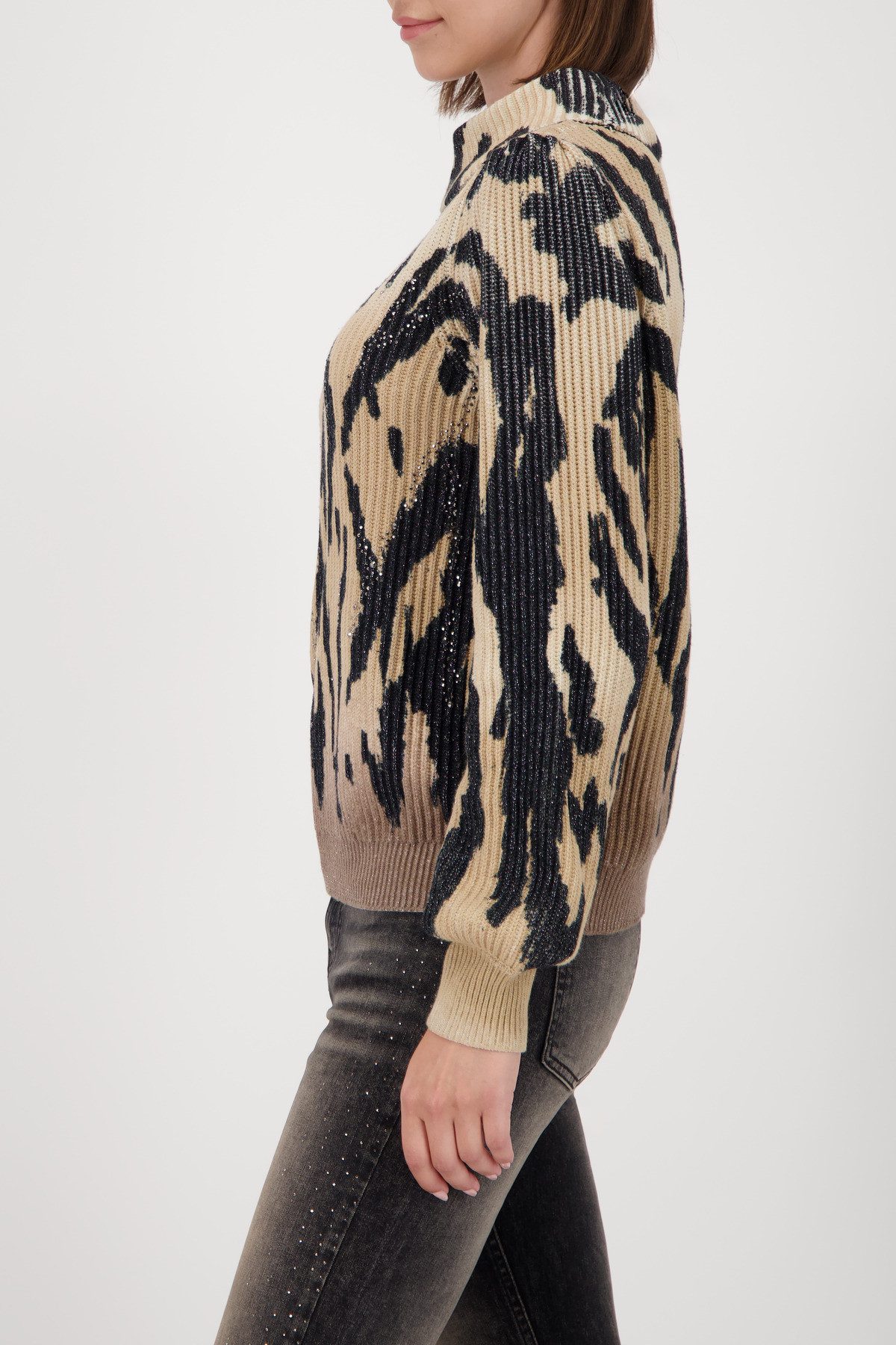 Monari Gebreide trui Regular fit met staande kraag