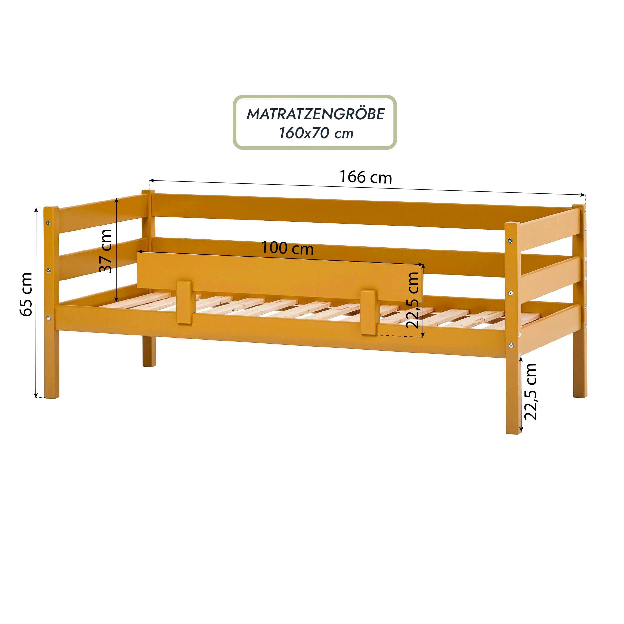 Hoppekids 1-persoonsledikant ECO Comfort kinderbed, massief grenenhout, tienerbed inclusief lattenbodem (set)