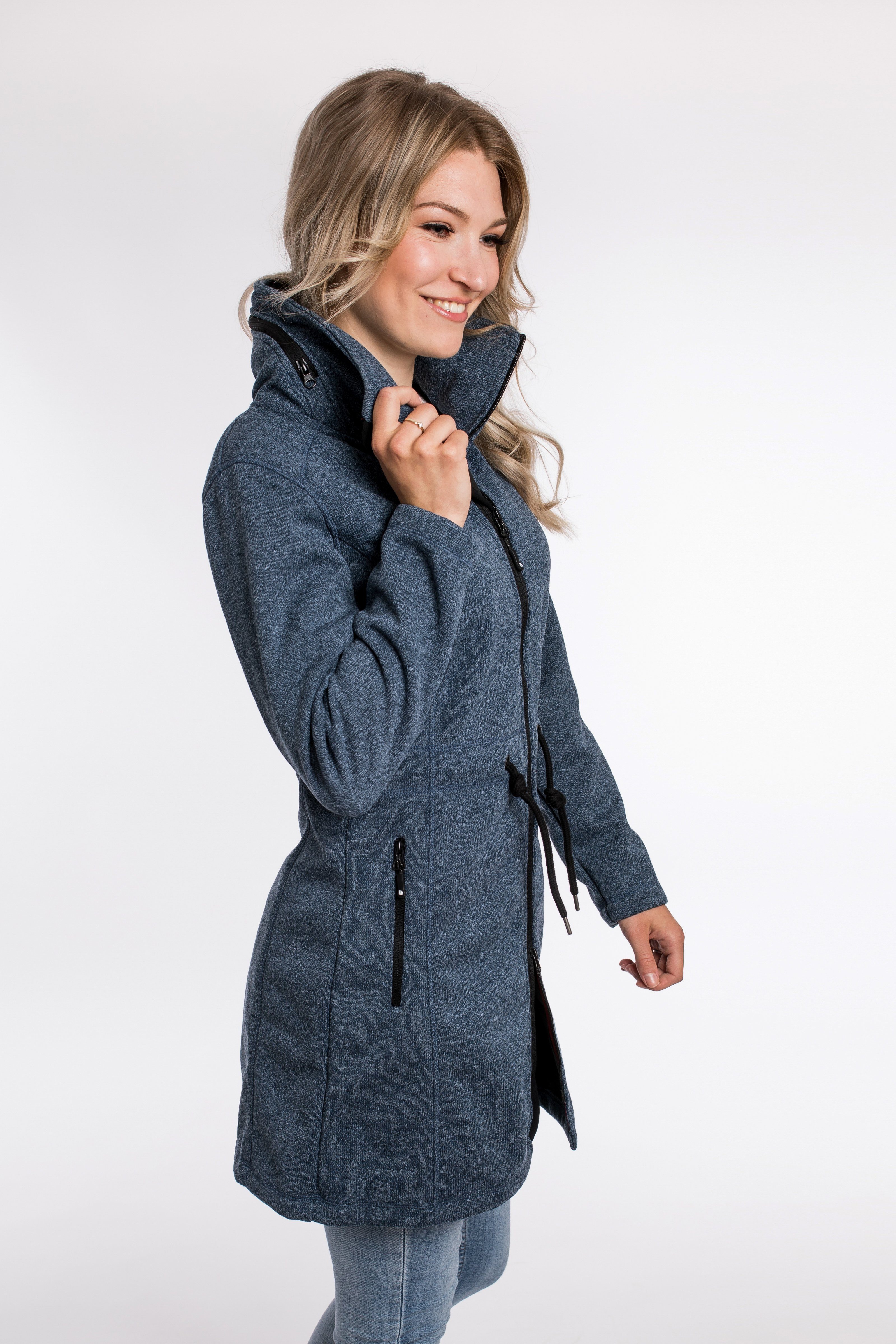 DEPROC Active Softshell-parka KEDGWICK WOMEN LONG Softshell-jas in urbane tricot-fleece-look