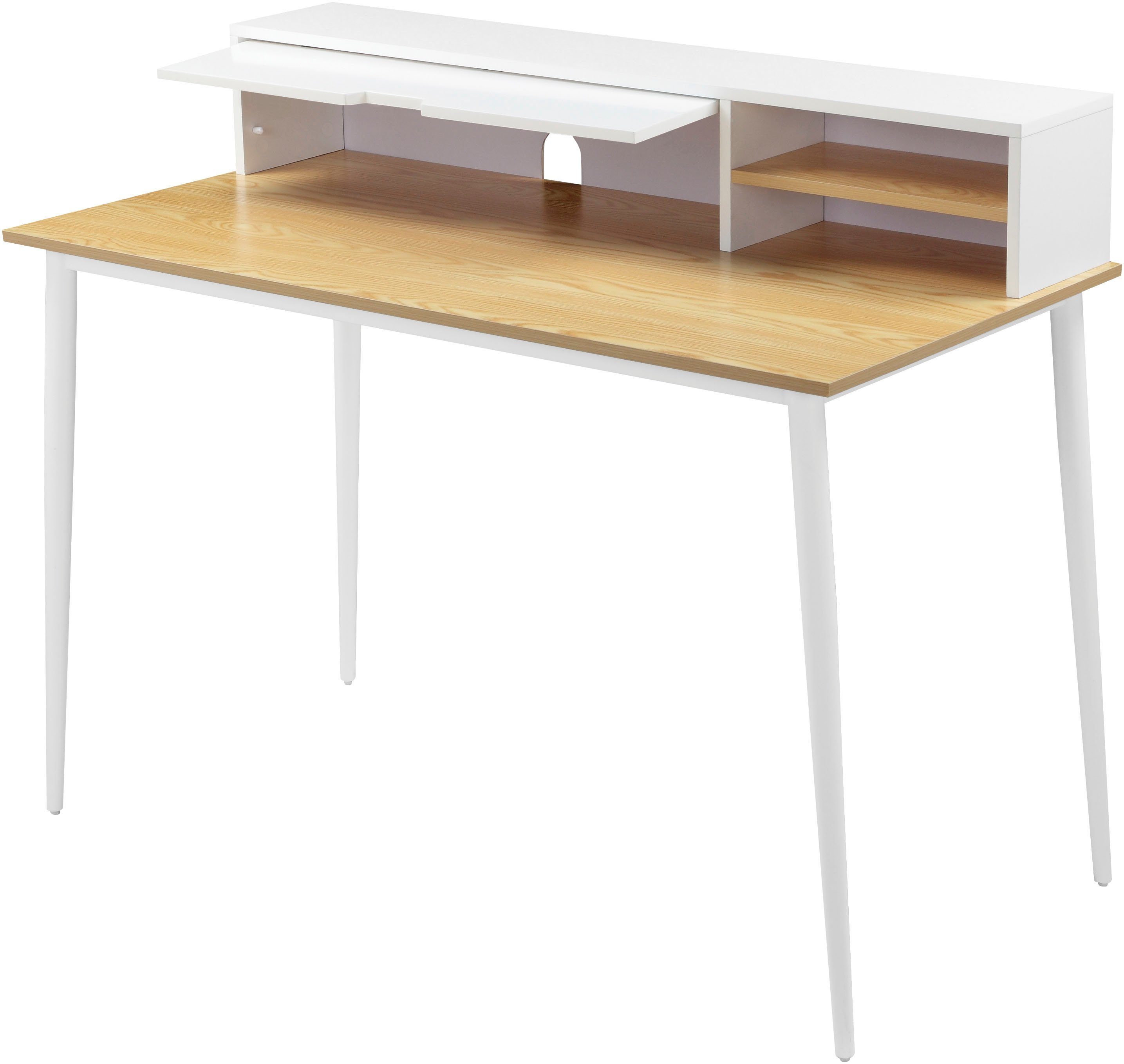 andas Bureau GRAVA Breedte 120 cm, bureau-opzetkast, kabeldoorvoer achter de klep