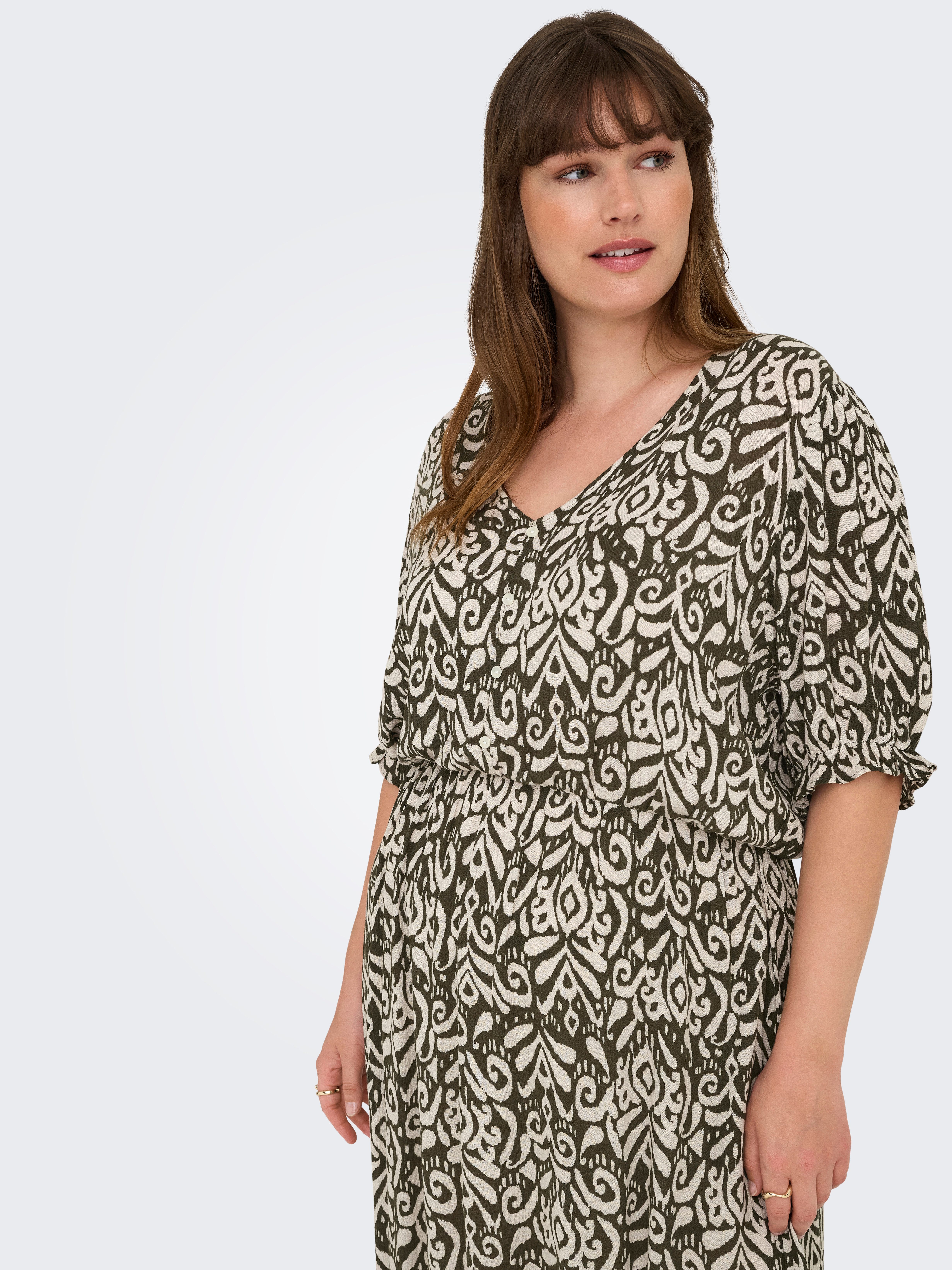 ONLY CARMAKOMA Zomerjurk CARCHIANTI S/S CALF DRESS WVN NOOS