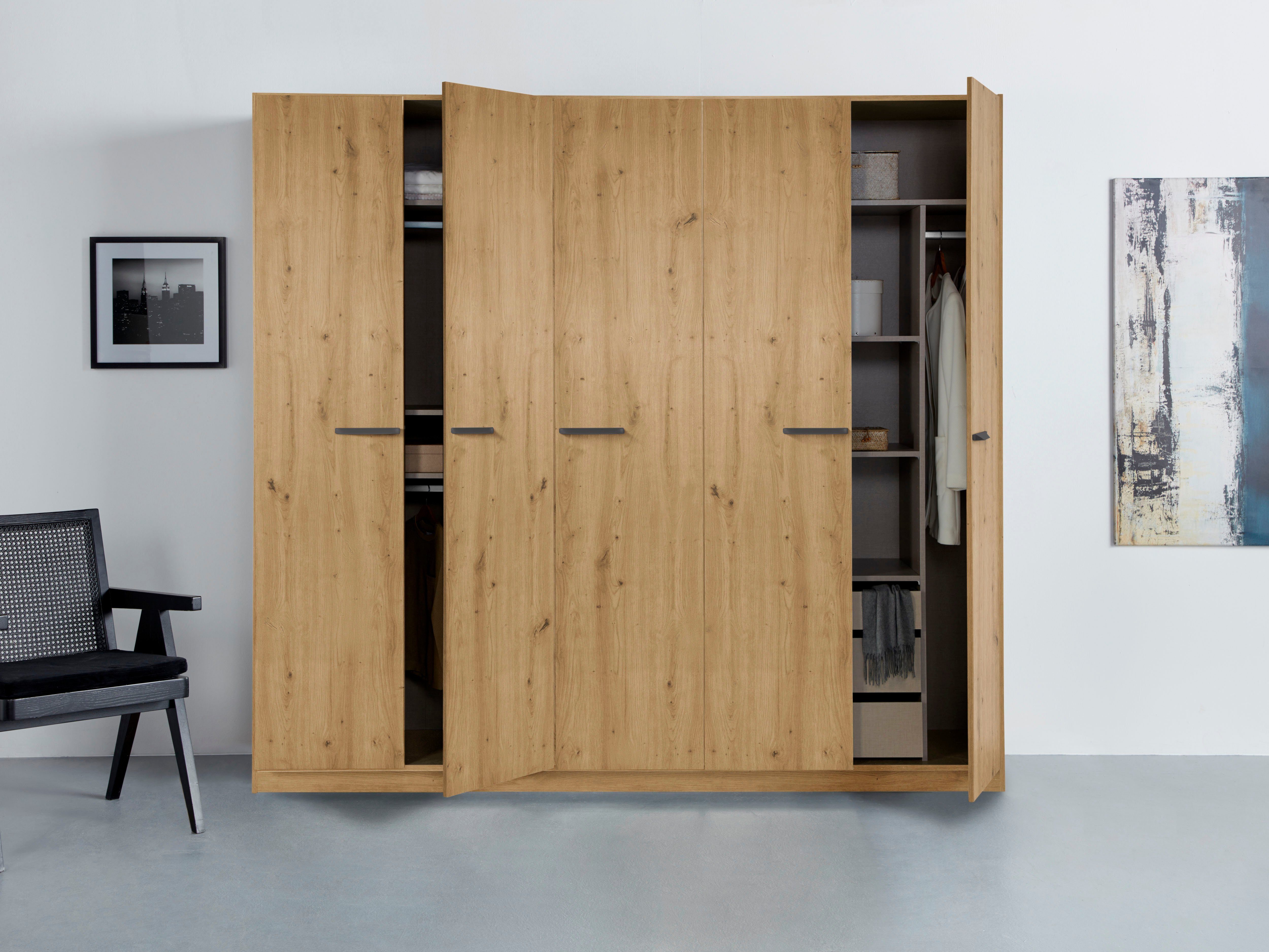 rauch Draaideurkast Kledingkast kast garderobe TOPSELLER OTELI incl. binnenindeling met 3 binnenlades extra planken optioneel met spiegel made in germany