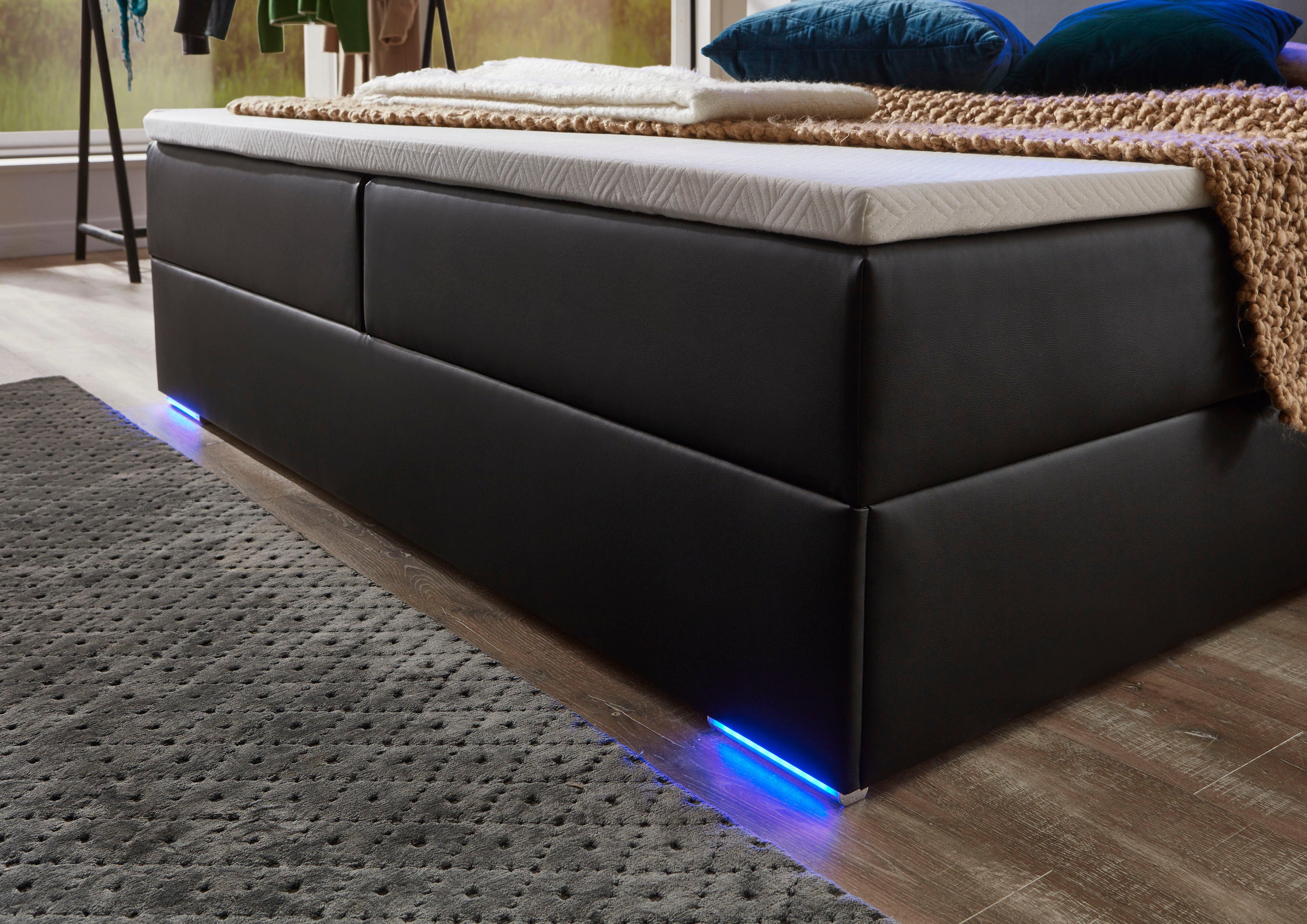 meise.möbel Boxspring Candela 2 inclusief ledverlichting in hoofdbord en poten, met bedkist en topmatras