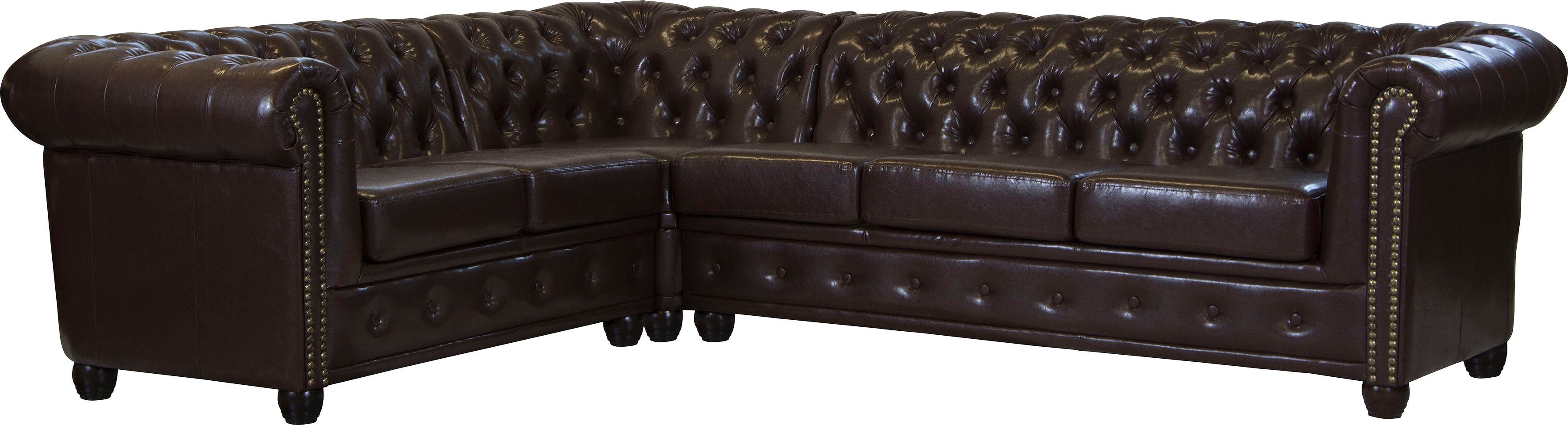 Home affaire Chesterfield-bank Rysum L-vorm Chesterfield-look, lange zijde links of rechts