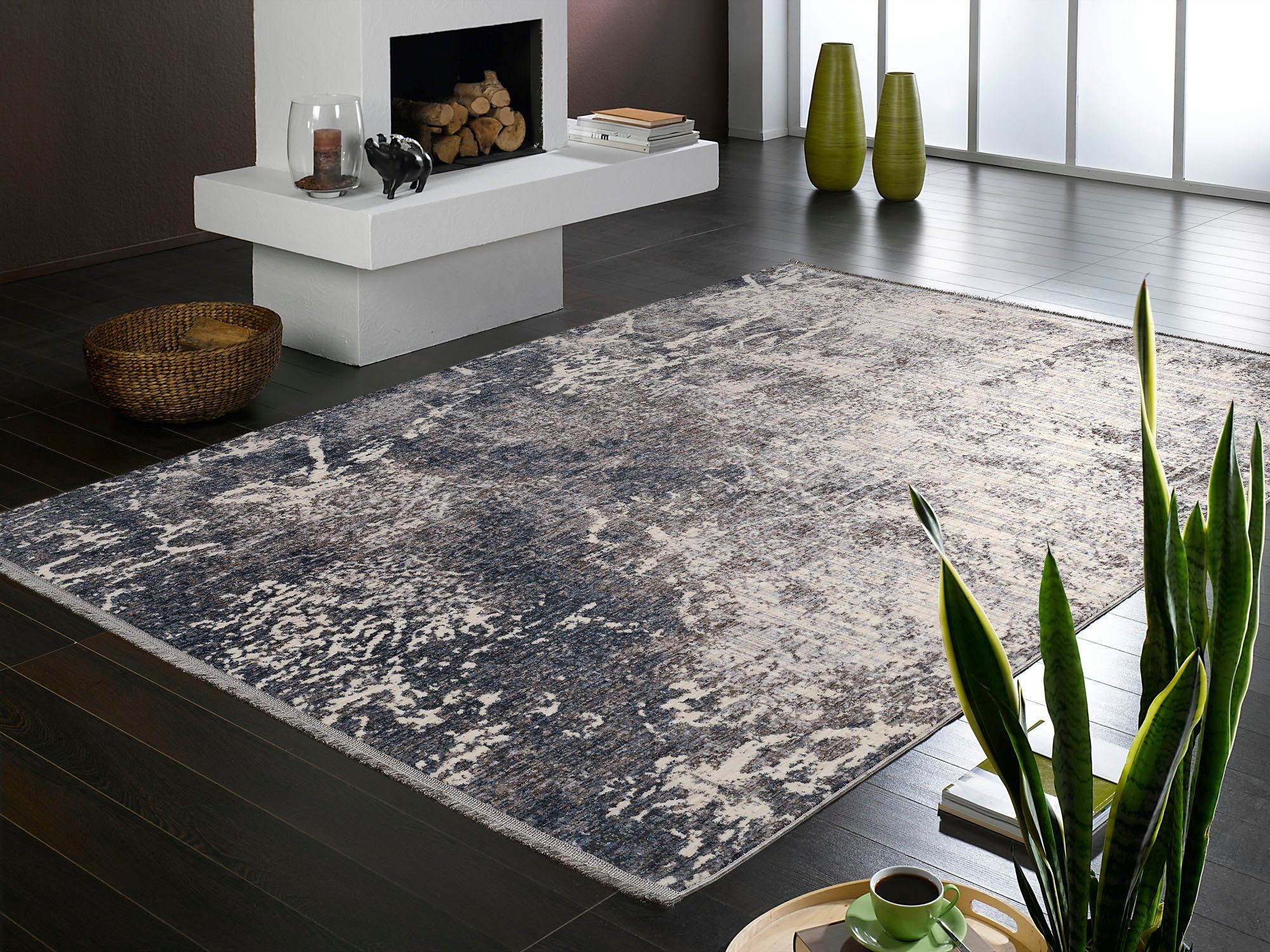Gallery M Vloerkleed Modena moderne vloerkleden maat 120 cm x 170 cm x 8 mm grijs