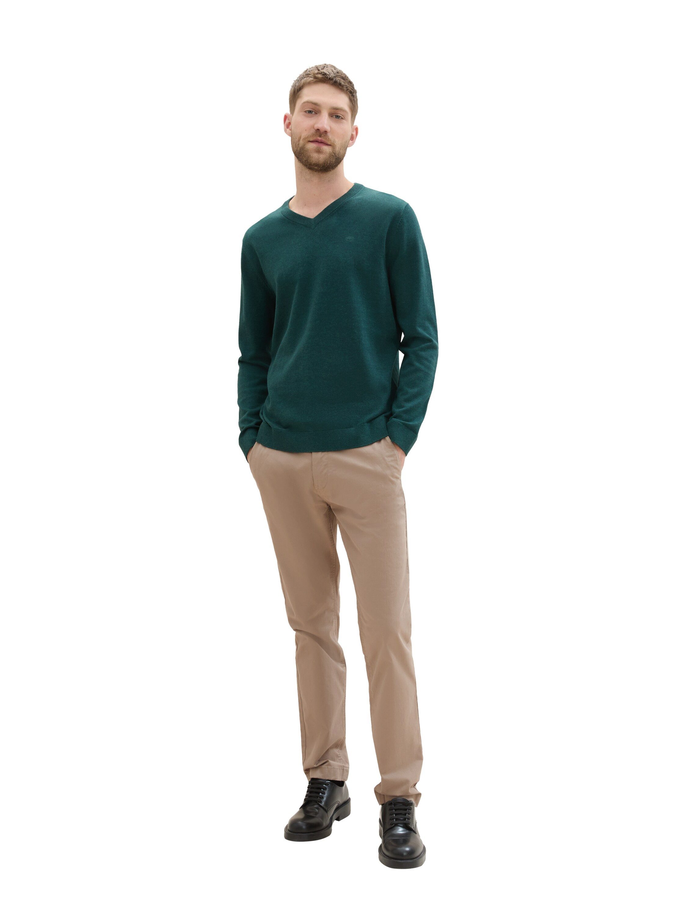 Tom Tailor Trui met V-hals met klein logoborduursel