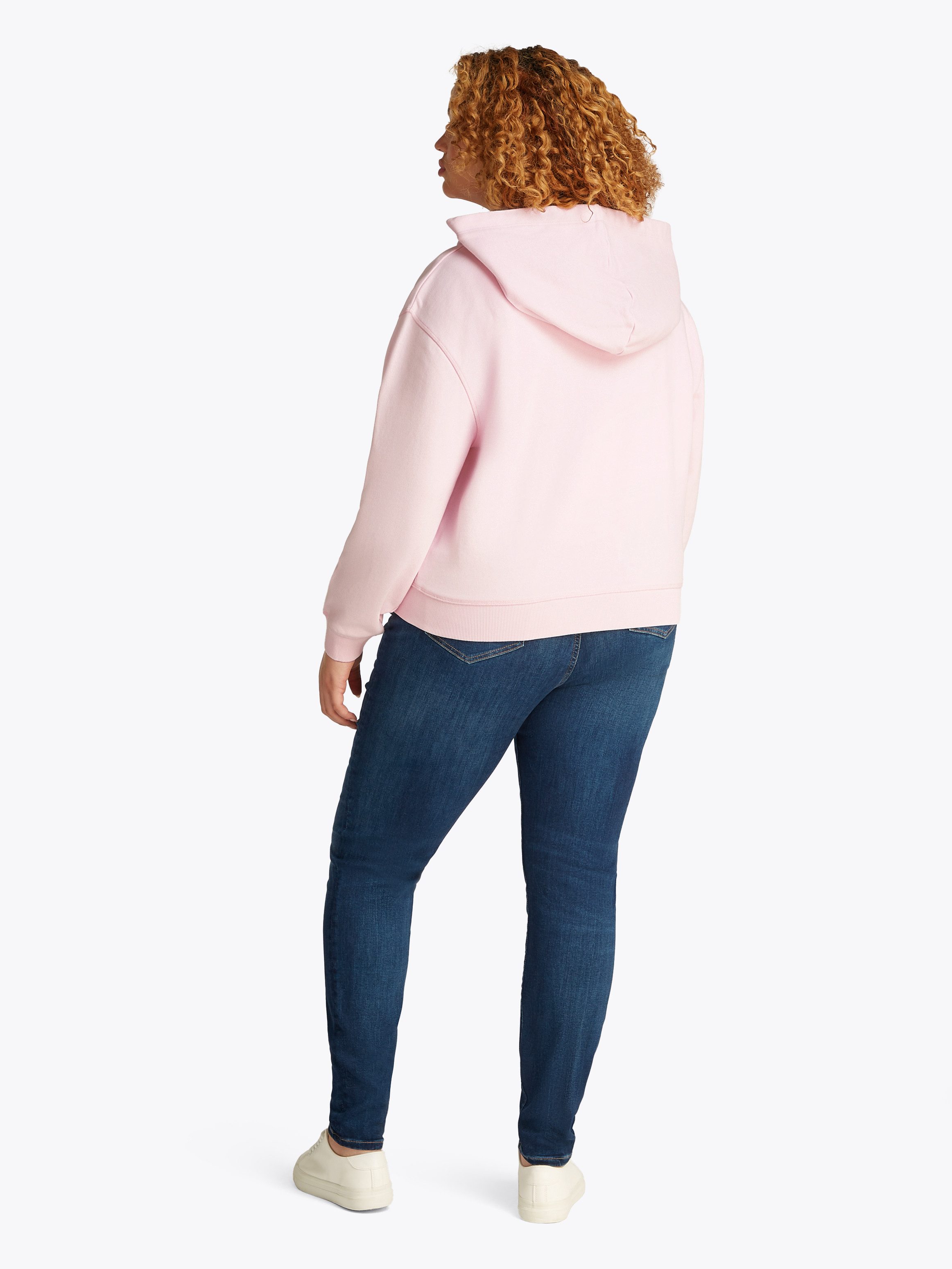 Tommy Hilfiger Curve Sweatvest CRV REG SCRIPT ZIP HOODIE in grote maten, capuchon, rits, logo-opdruk