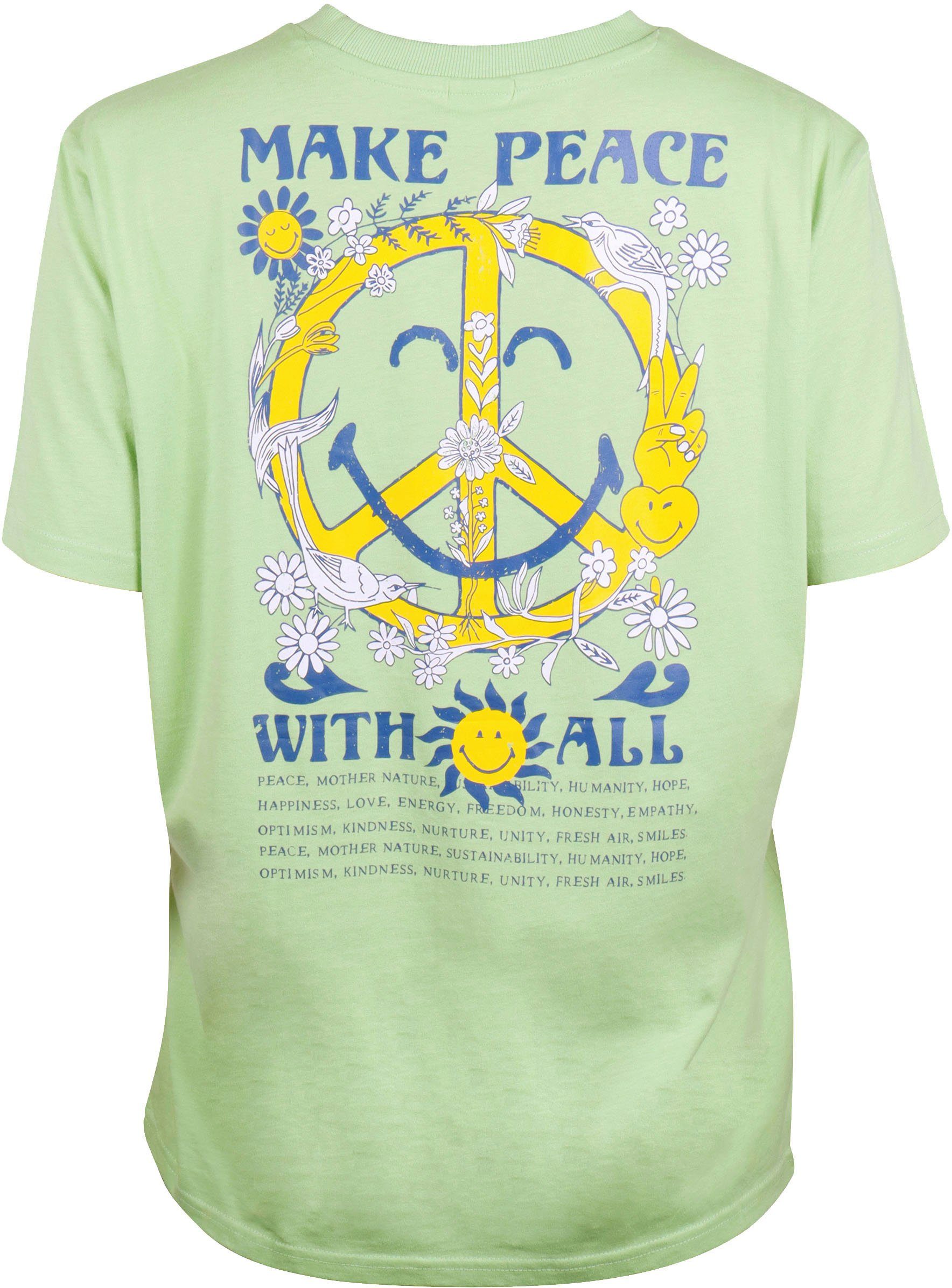 Capelli New York T-shirt met peace print op de rug - smiley word collection